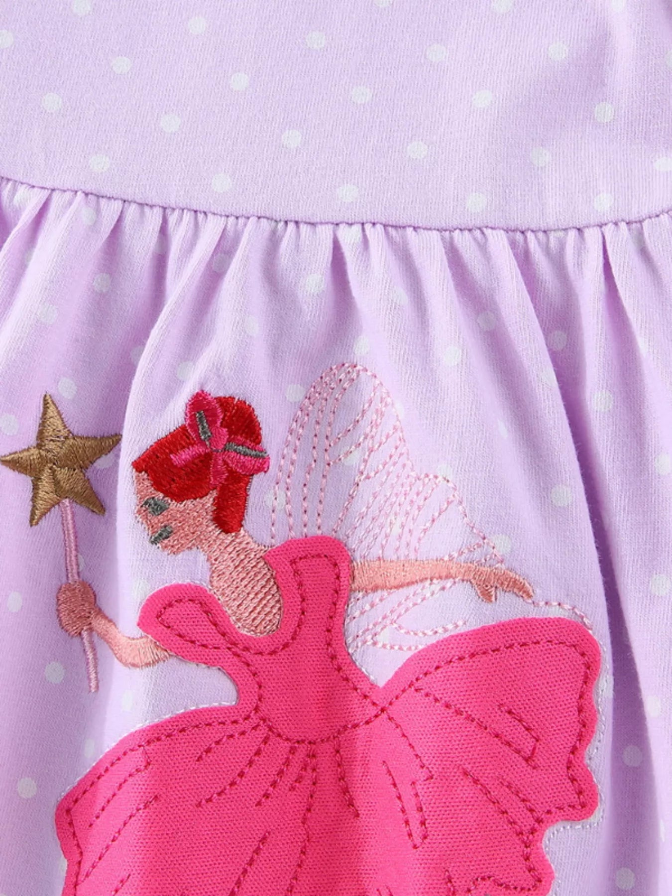 Children's Ballerina Embroidered Round Neck Dress