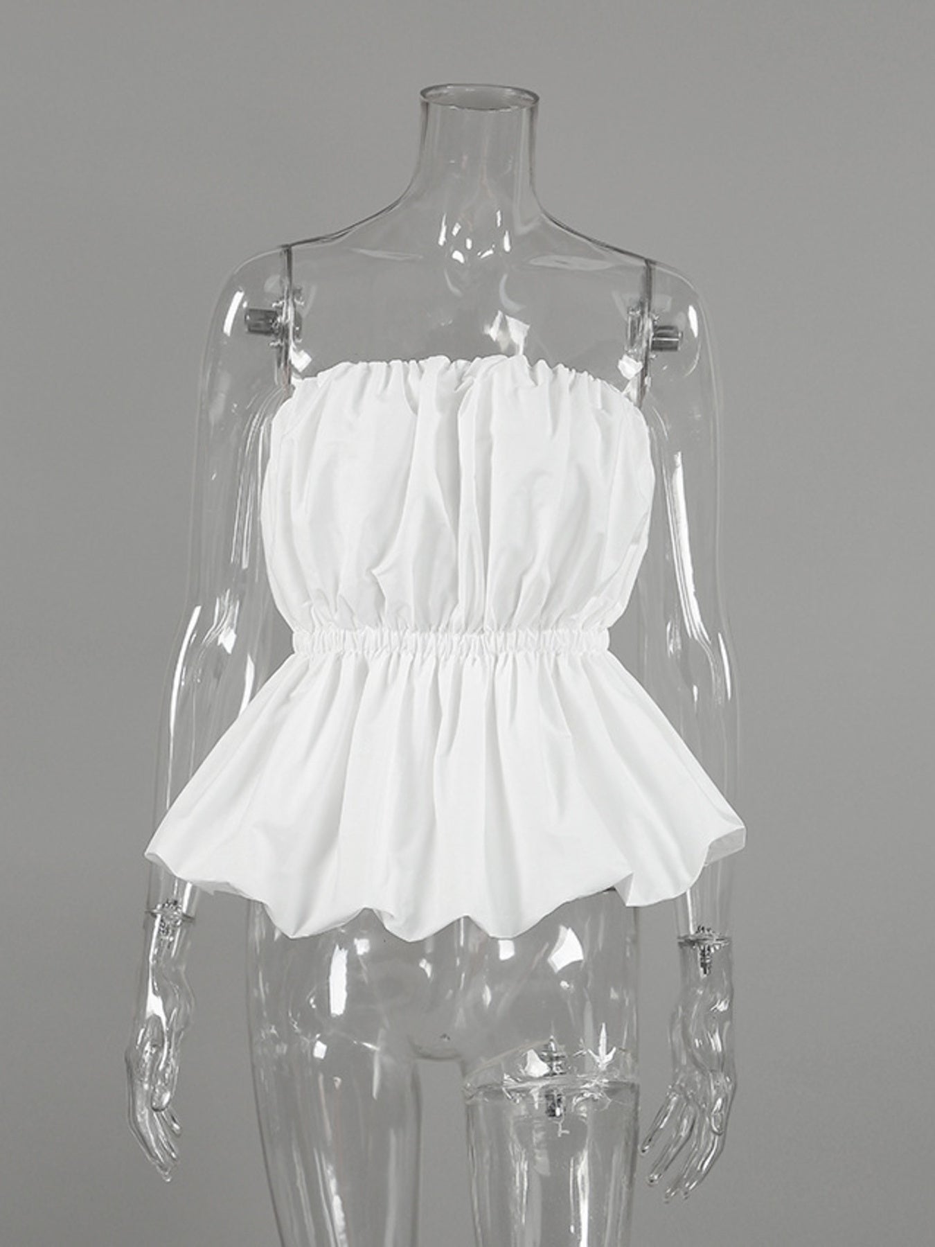 Ruched Bubble Hem Tube Top
