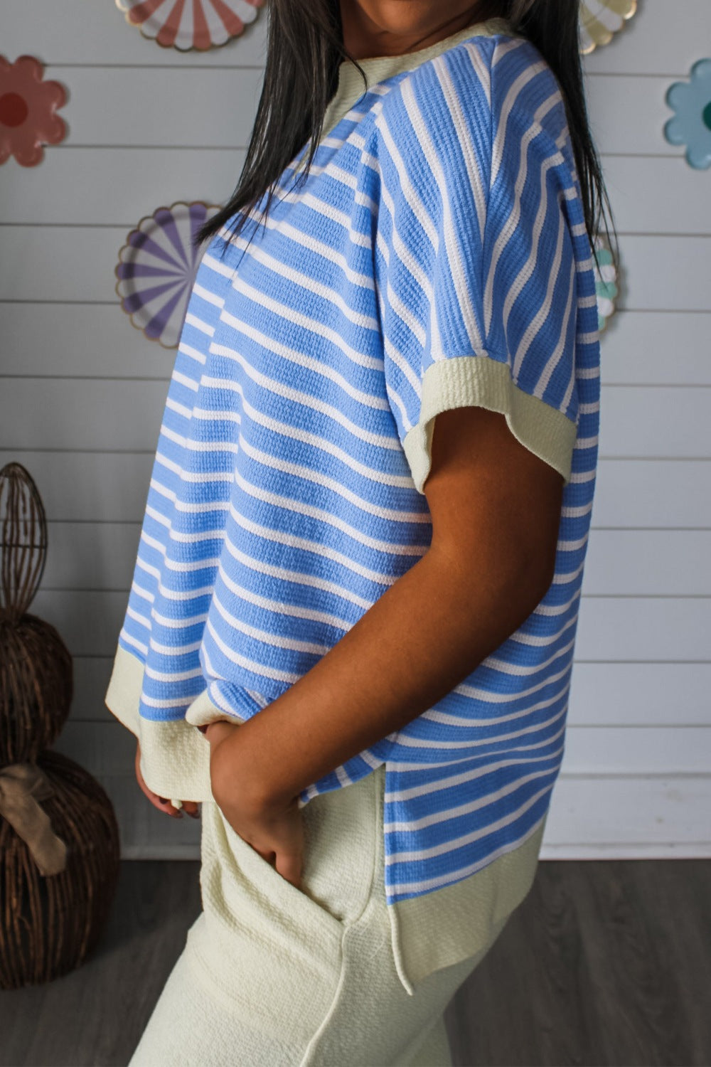 Striped Short Sleeve Casual Top