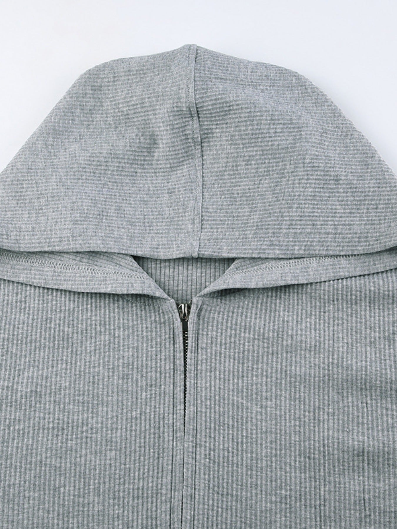 Ribbed Knit Top and Shots Set with Hoodie