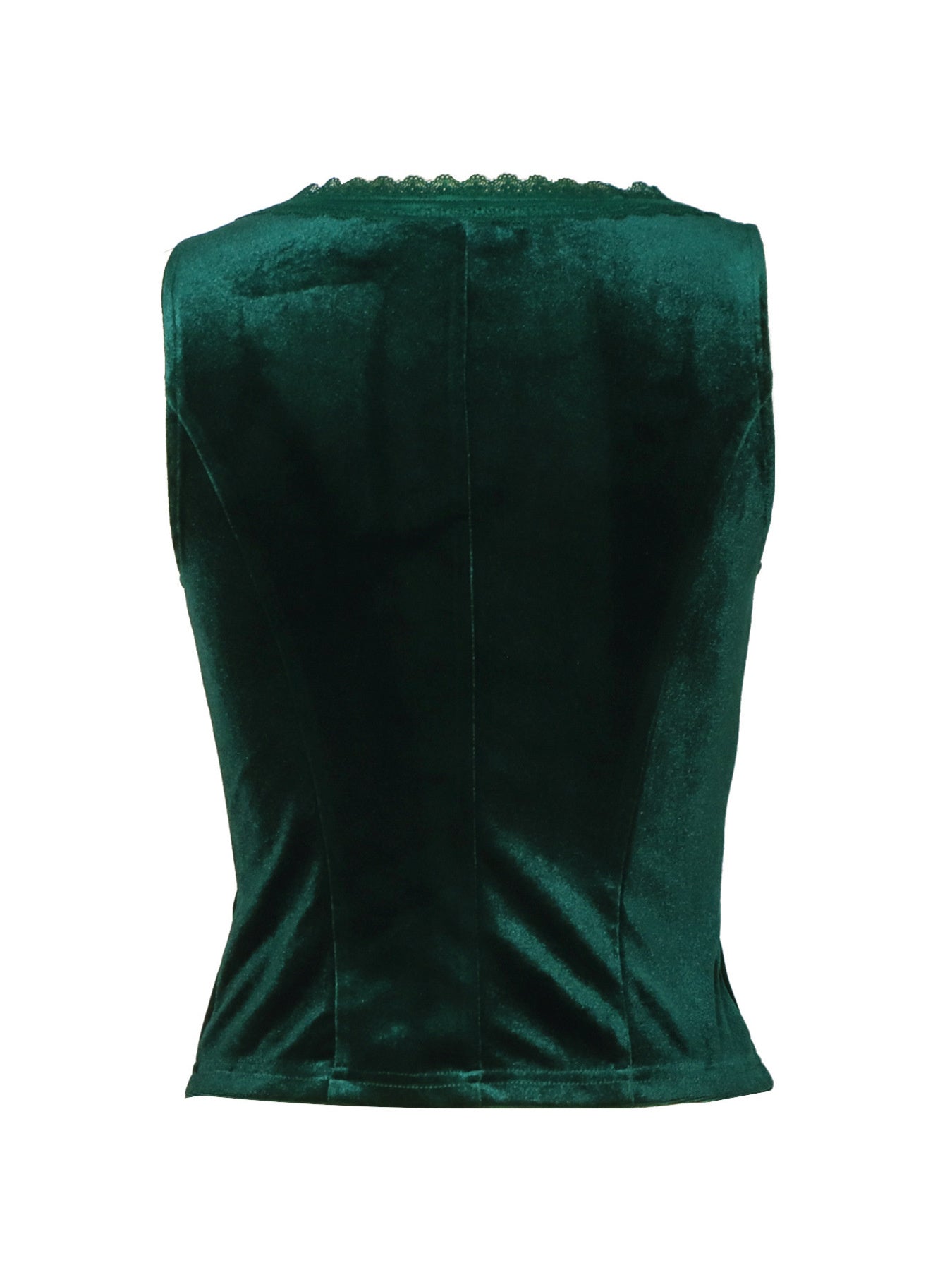 Velvet Lace Trim Button-Down Vest