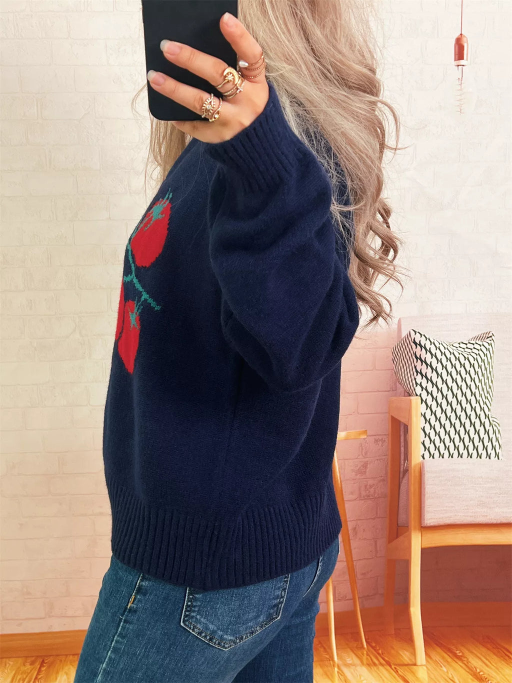 Persimmon Round Neck Long Sleeve Sweater