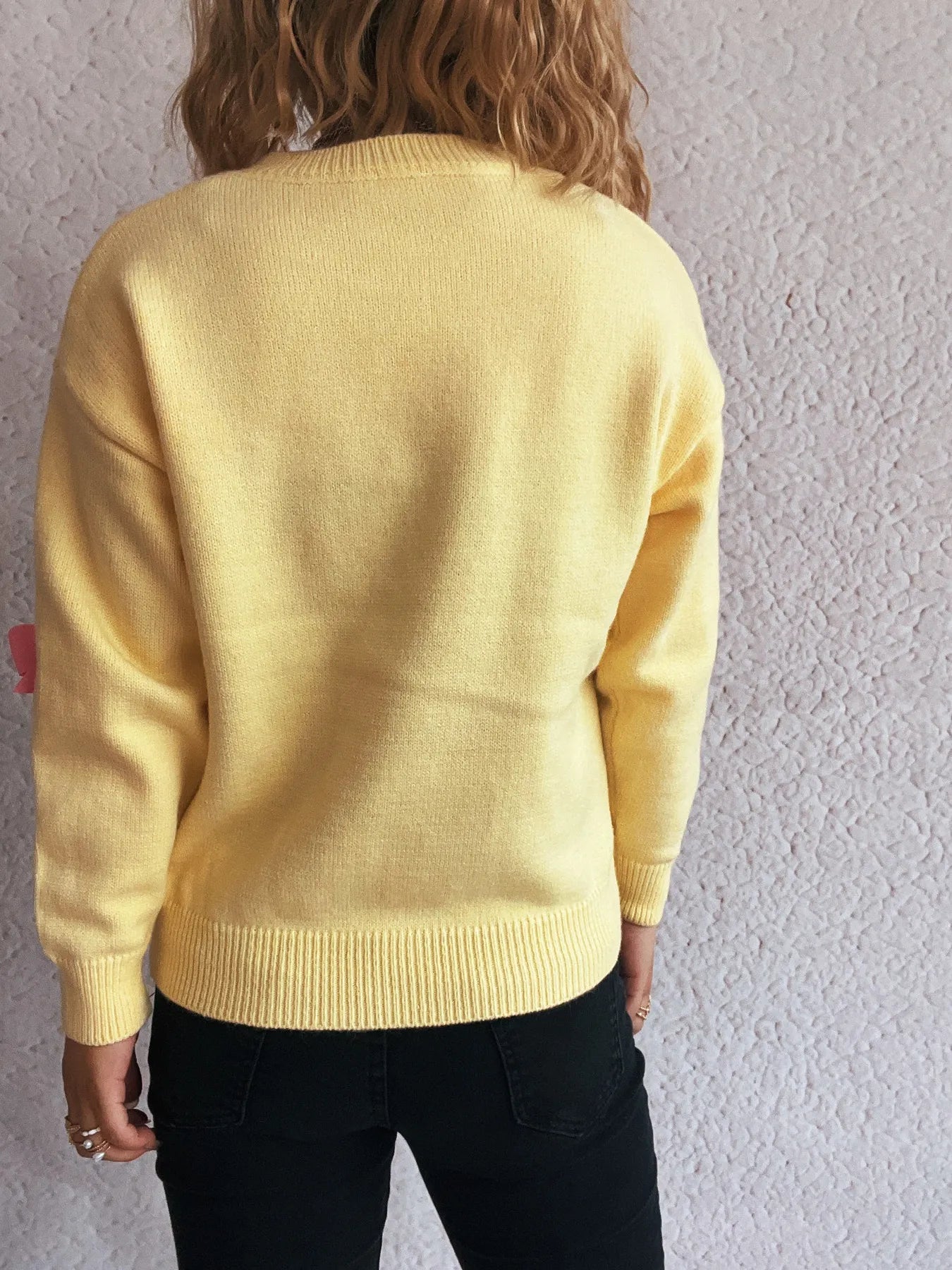 Bow Round Neck Long Sleeve Sweater