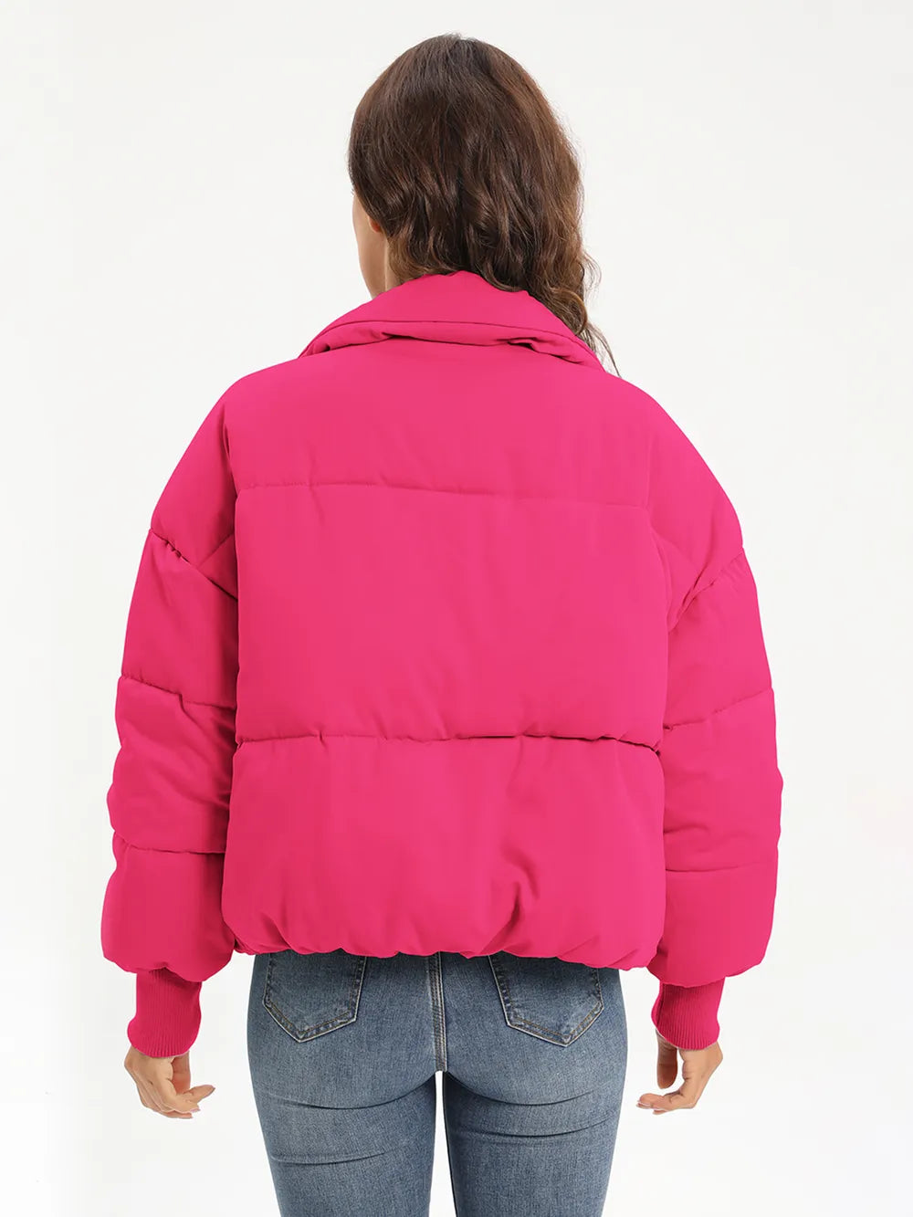 Zip Up Turtleneck Long Sleeve Puffer Jacket