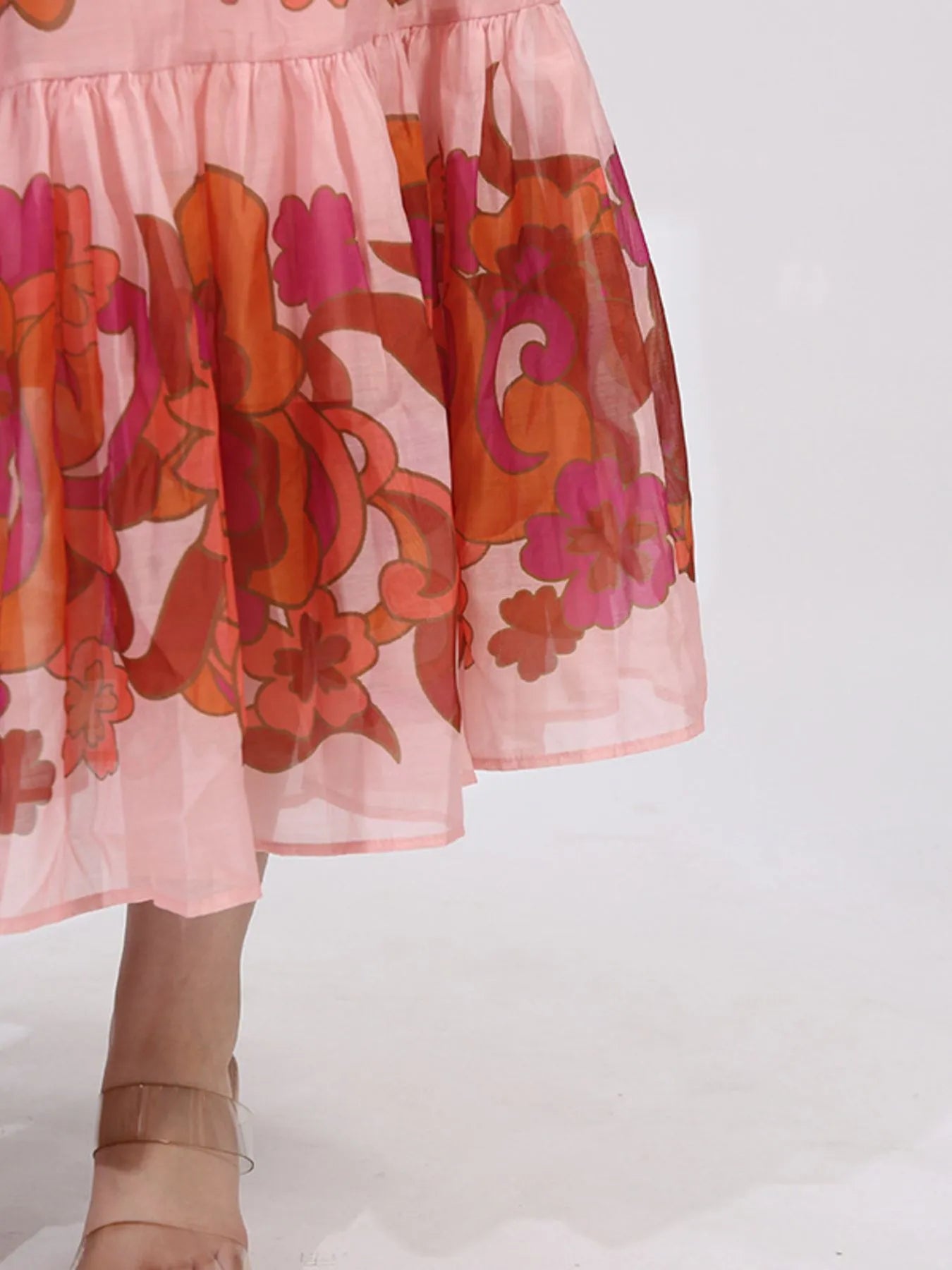 Button Front Puff Sleeve Dress