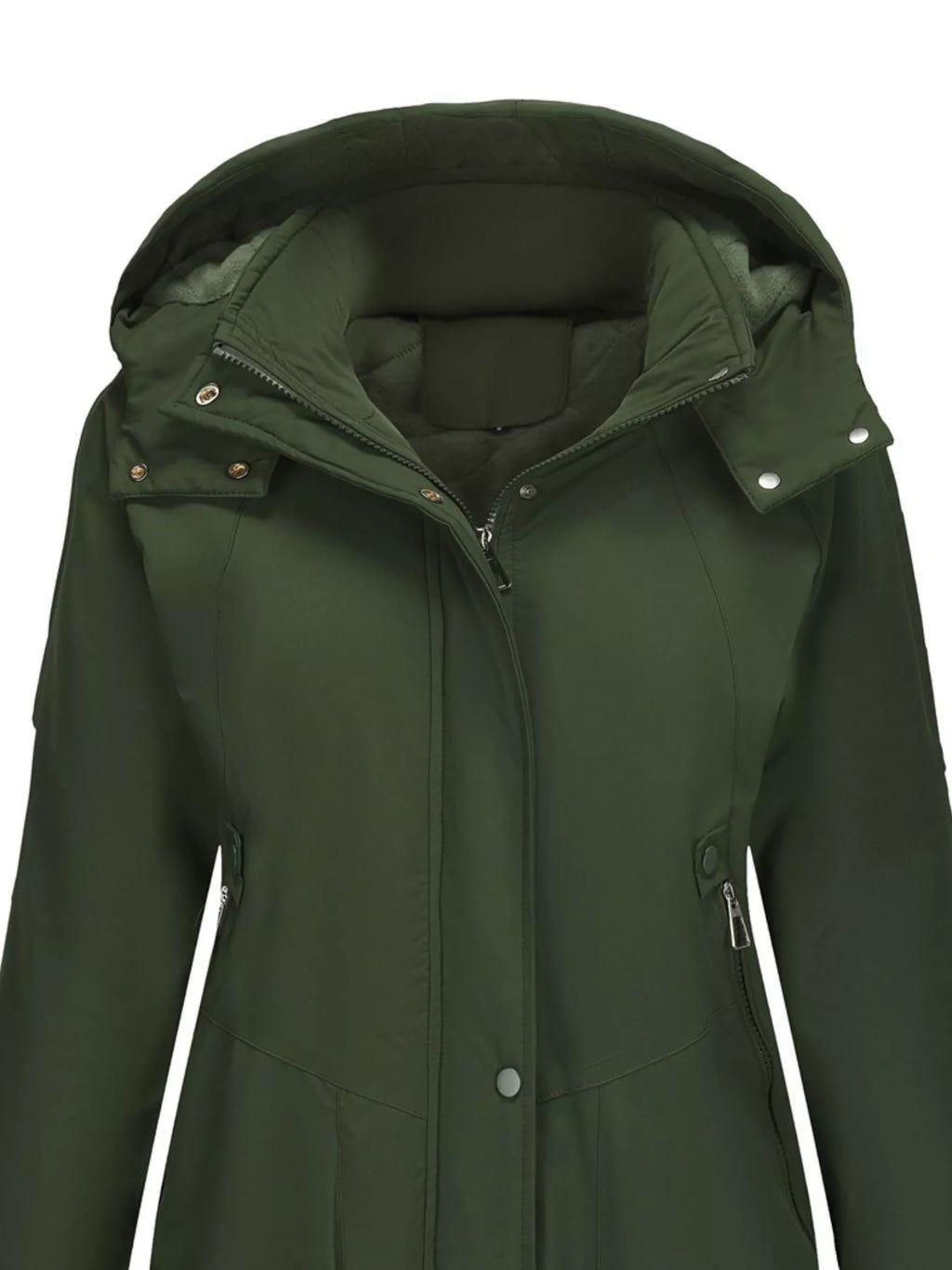 Full Size Hooded Mid-Length Windproof Outerwear Plus Size