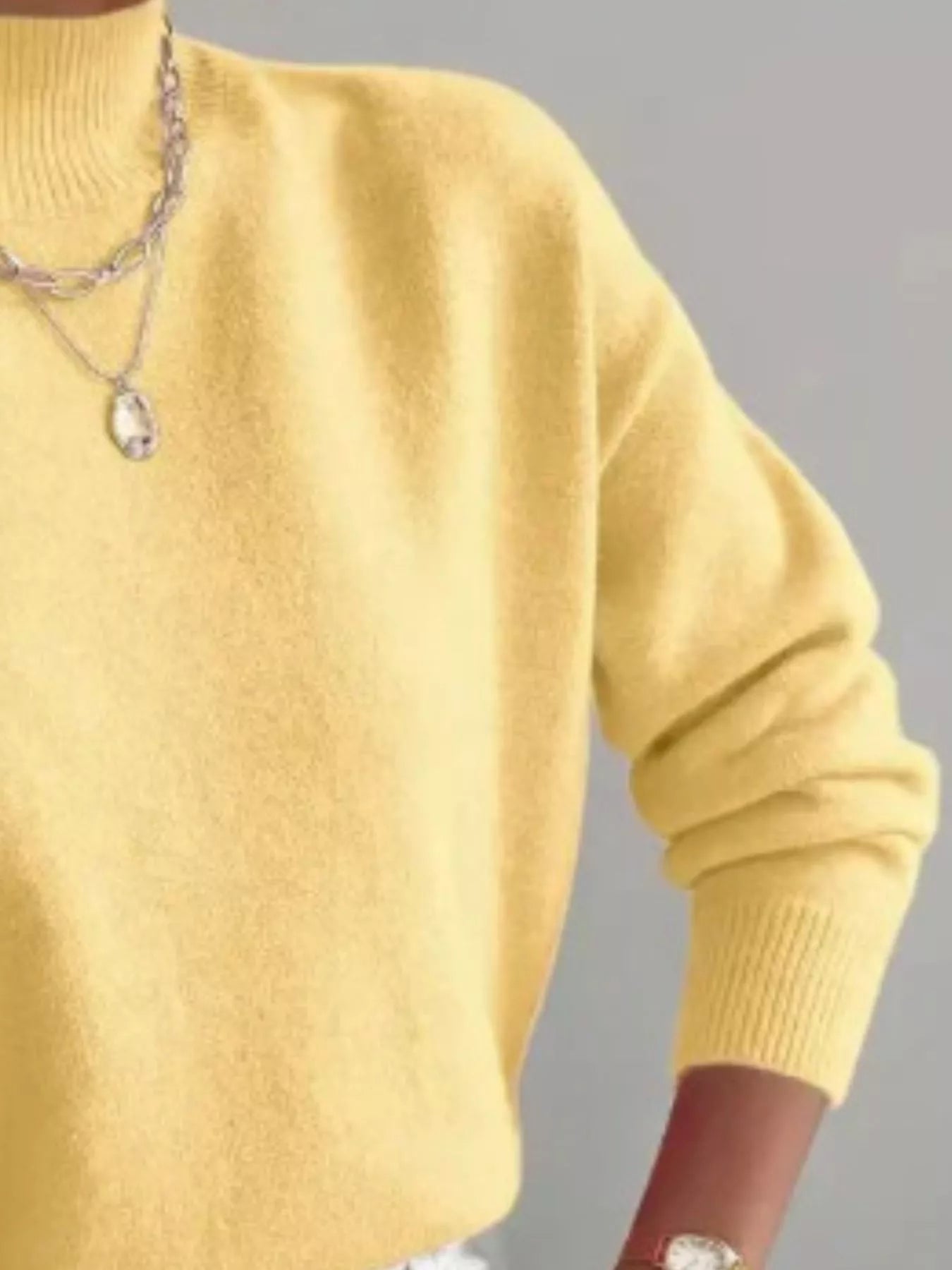 Mock Neck Dropped Shoulder Sweater