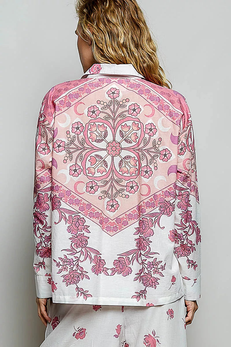 POL Printed Floral Button Down Shirt