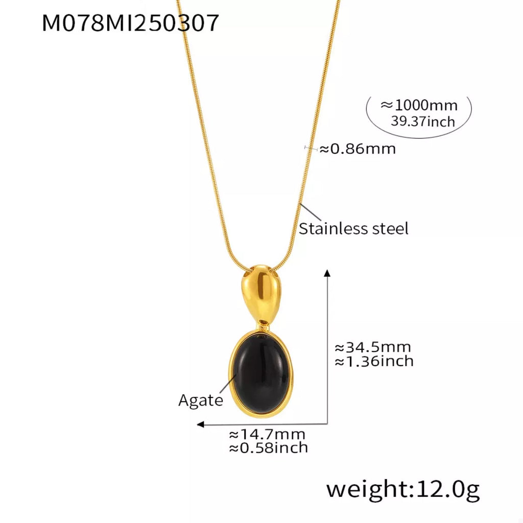 18K Gold-Plated Stainless Steel Necklace with Teardrop Pendant