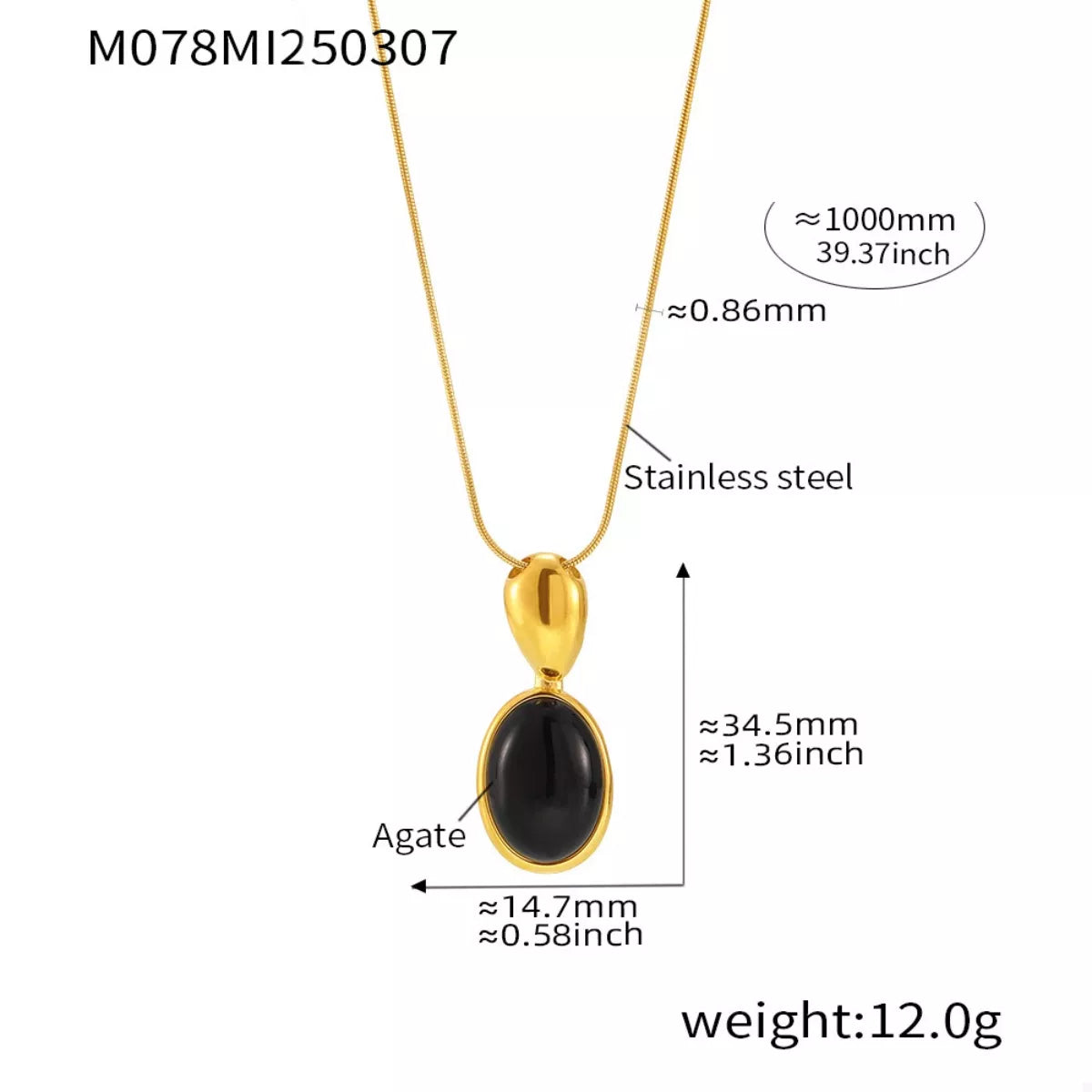 18K Gold-Plated Stainless Steel Necklace with Teardrop Pendant