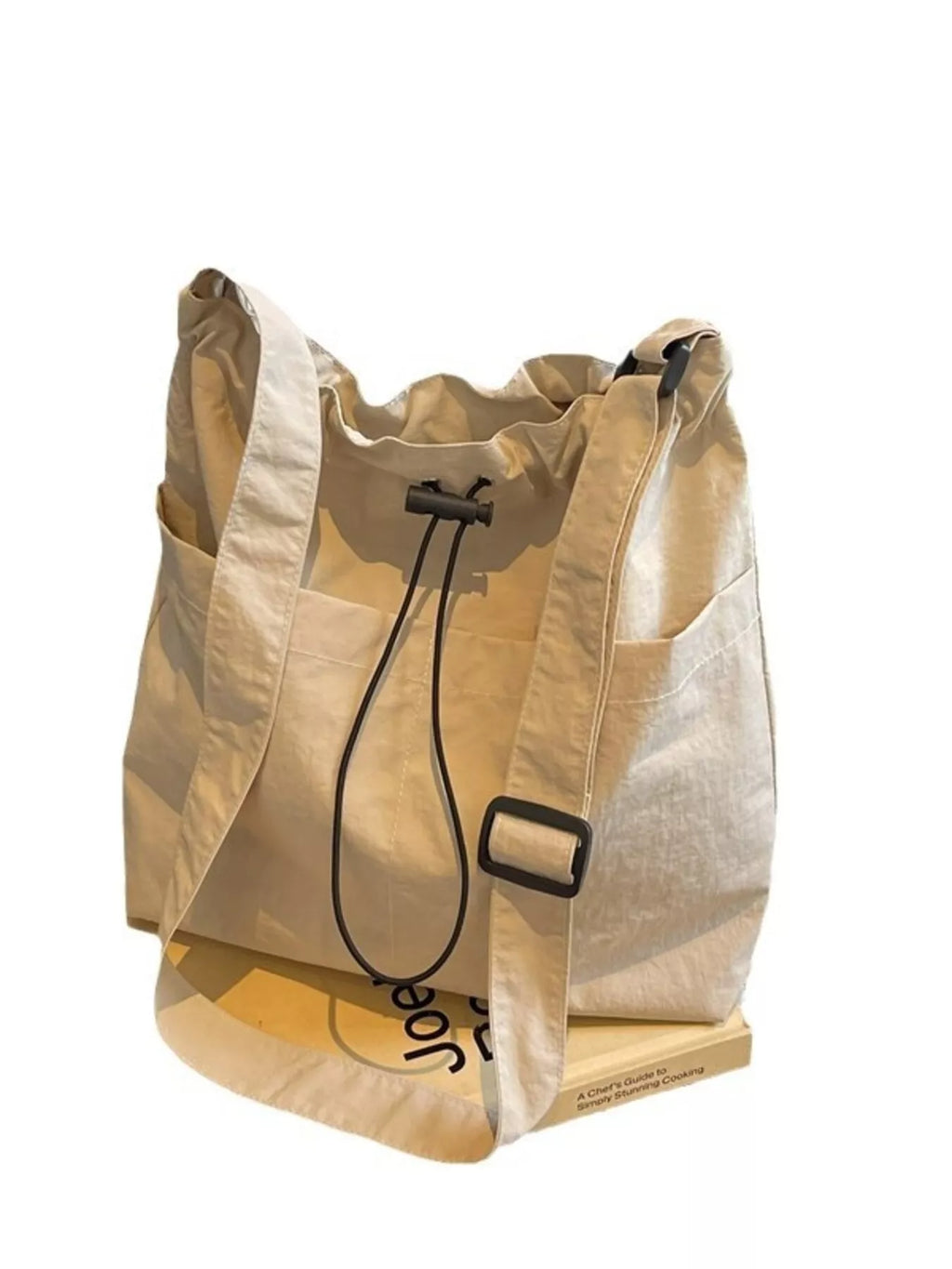 Drawstring Closure Canvas Crossbody Bag