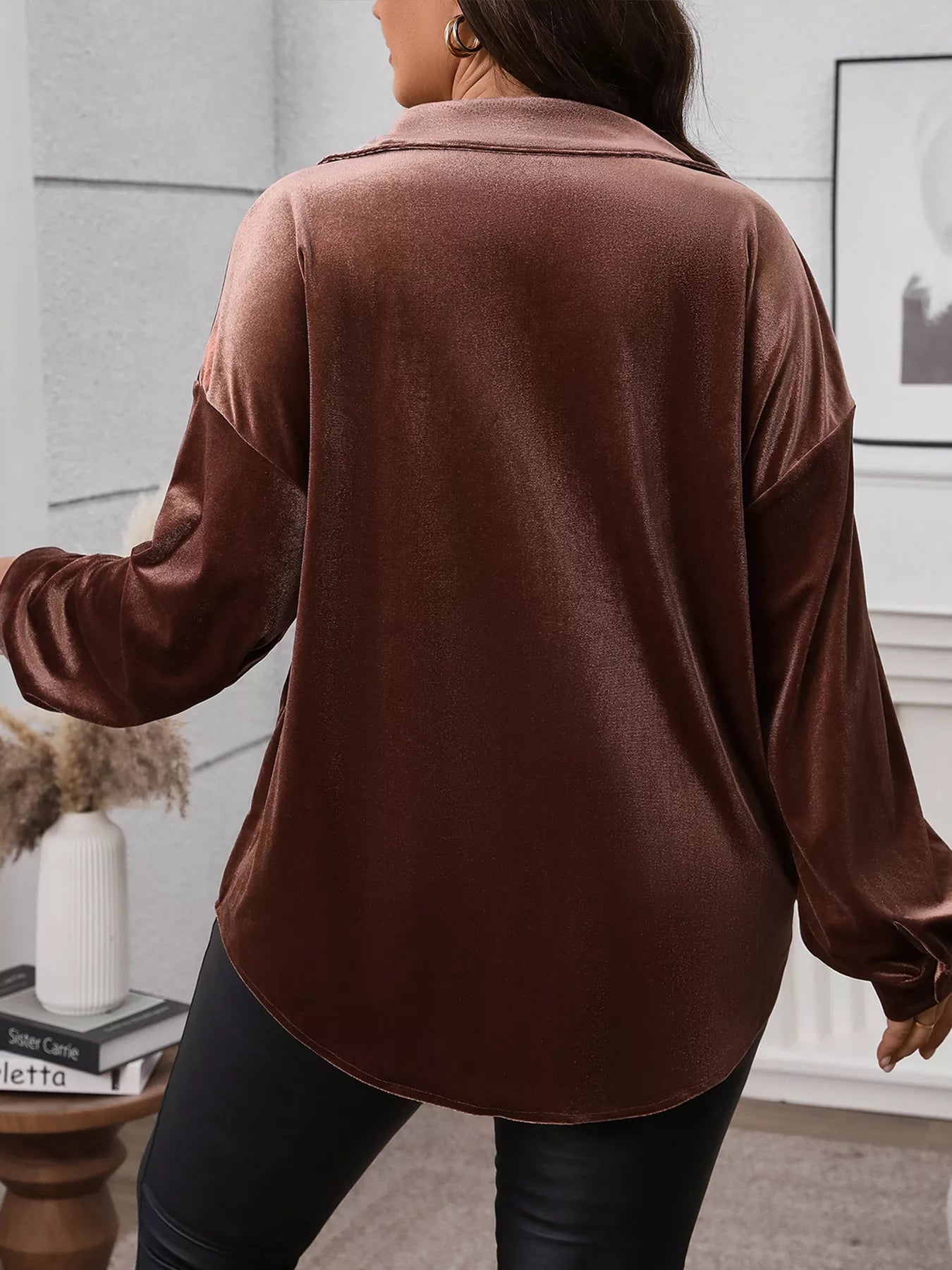 Plus Size Button-Down Long Sleeve Oversized Shirt