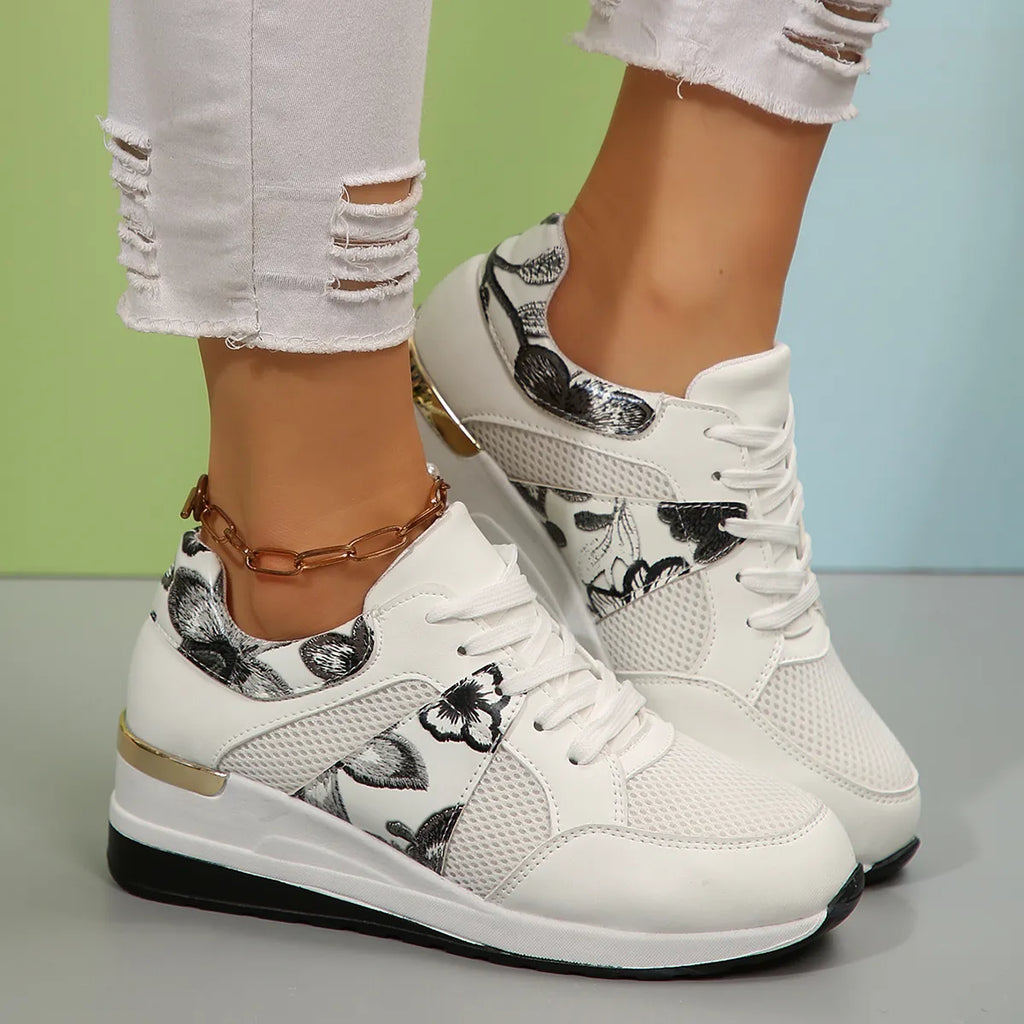 Floral Mesh Wedge Athletic
