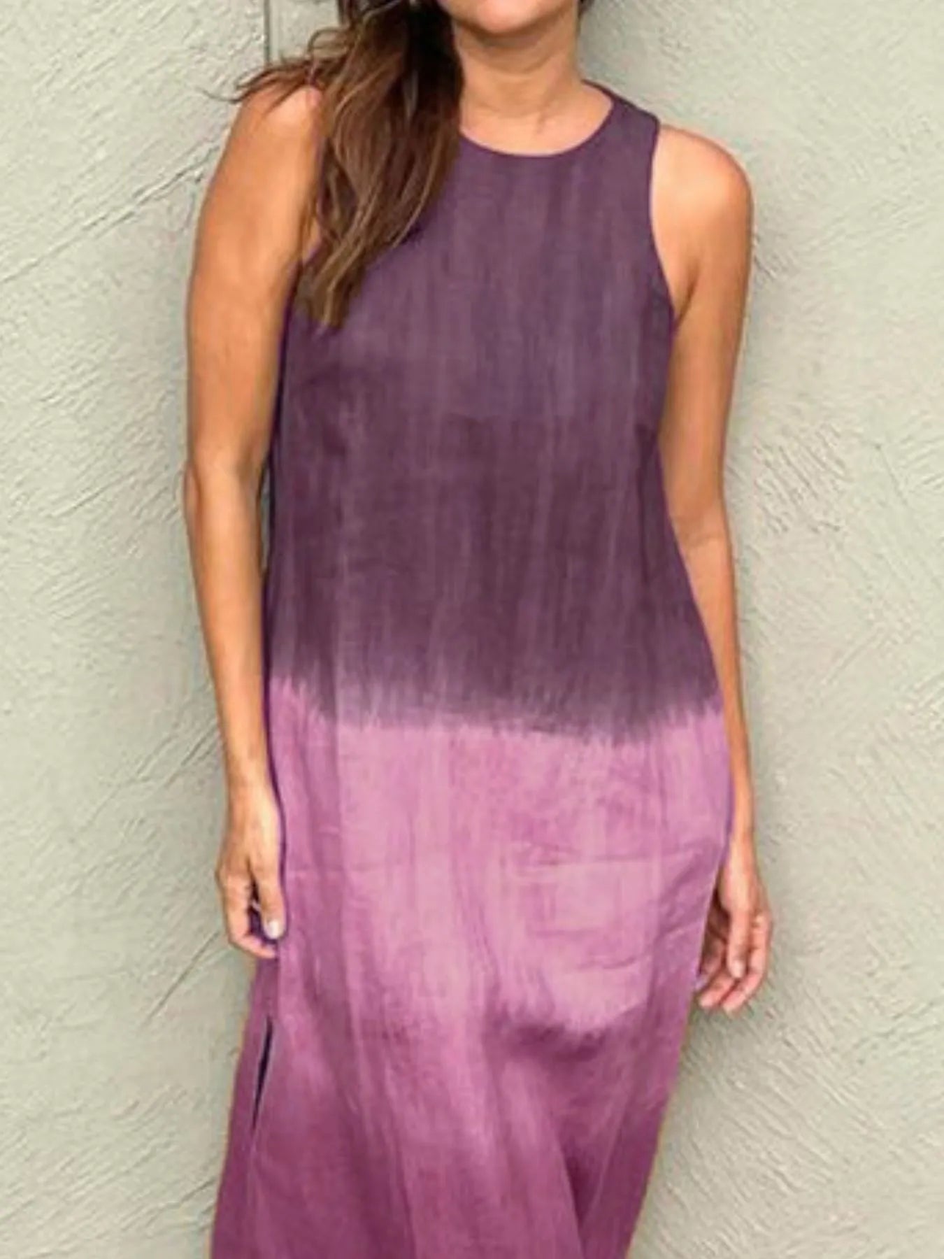 Full Size Sleeveless Gradient Tank Midi Dress Plus Size