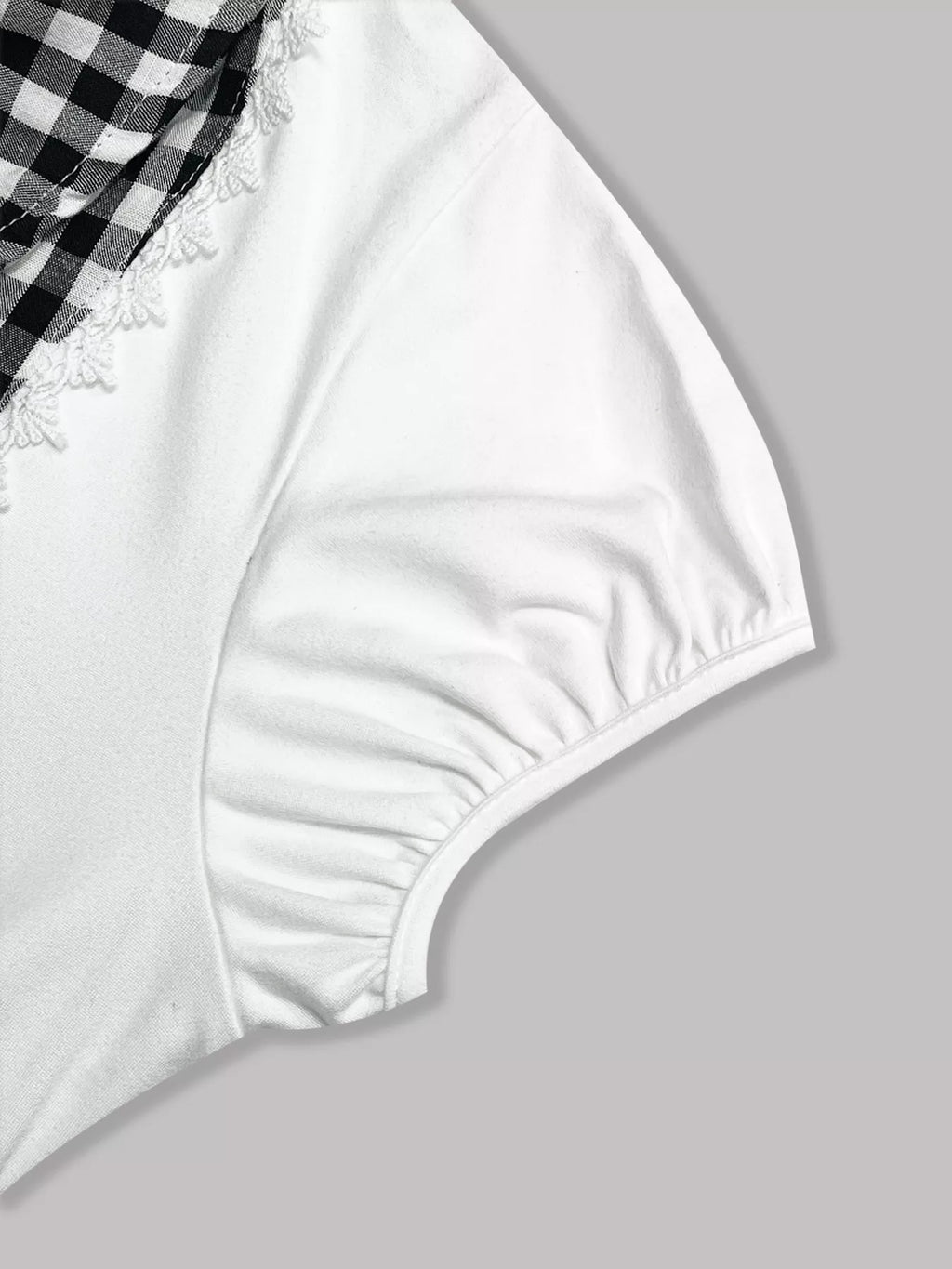 Gingham Collar Slim Fit Blouse