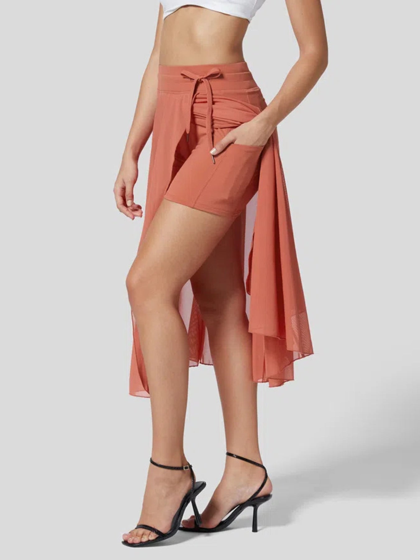 Slit Flowy Skirt with Shorts Liner