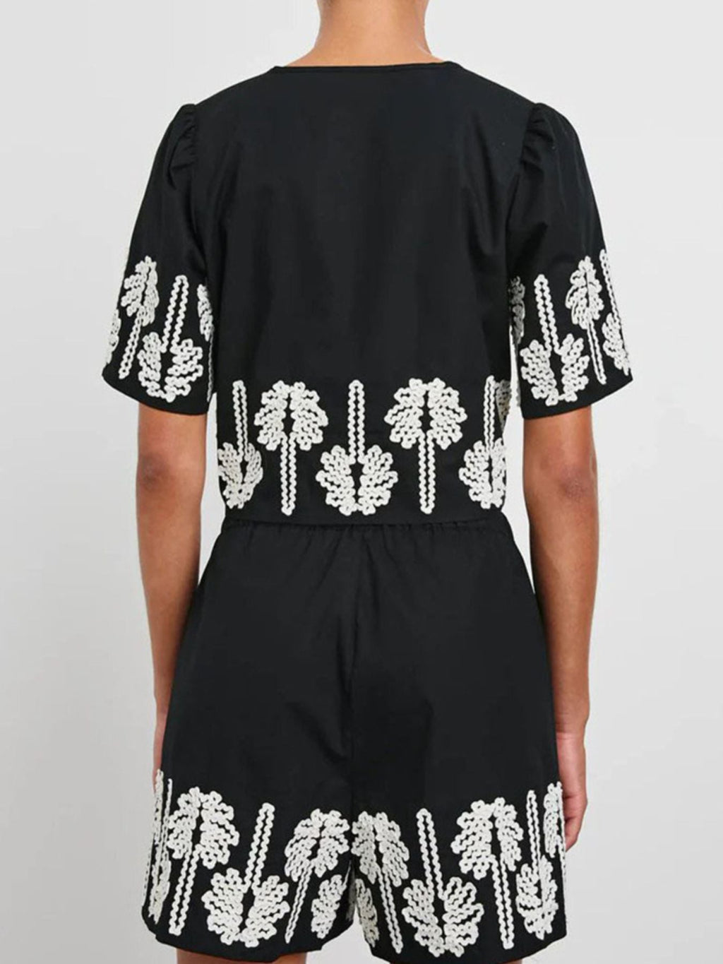 Tie Front Short Sleeve Top and Shorts Set