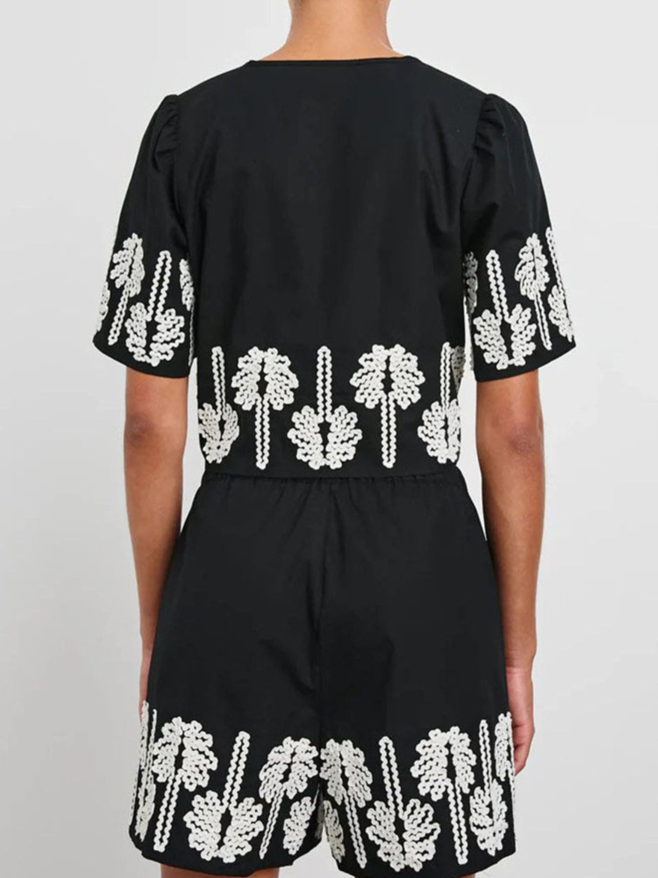 Tie Front Short Sleeve Top and Shorts Set