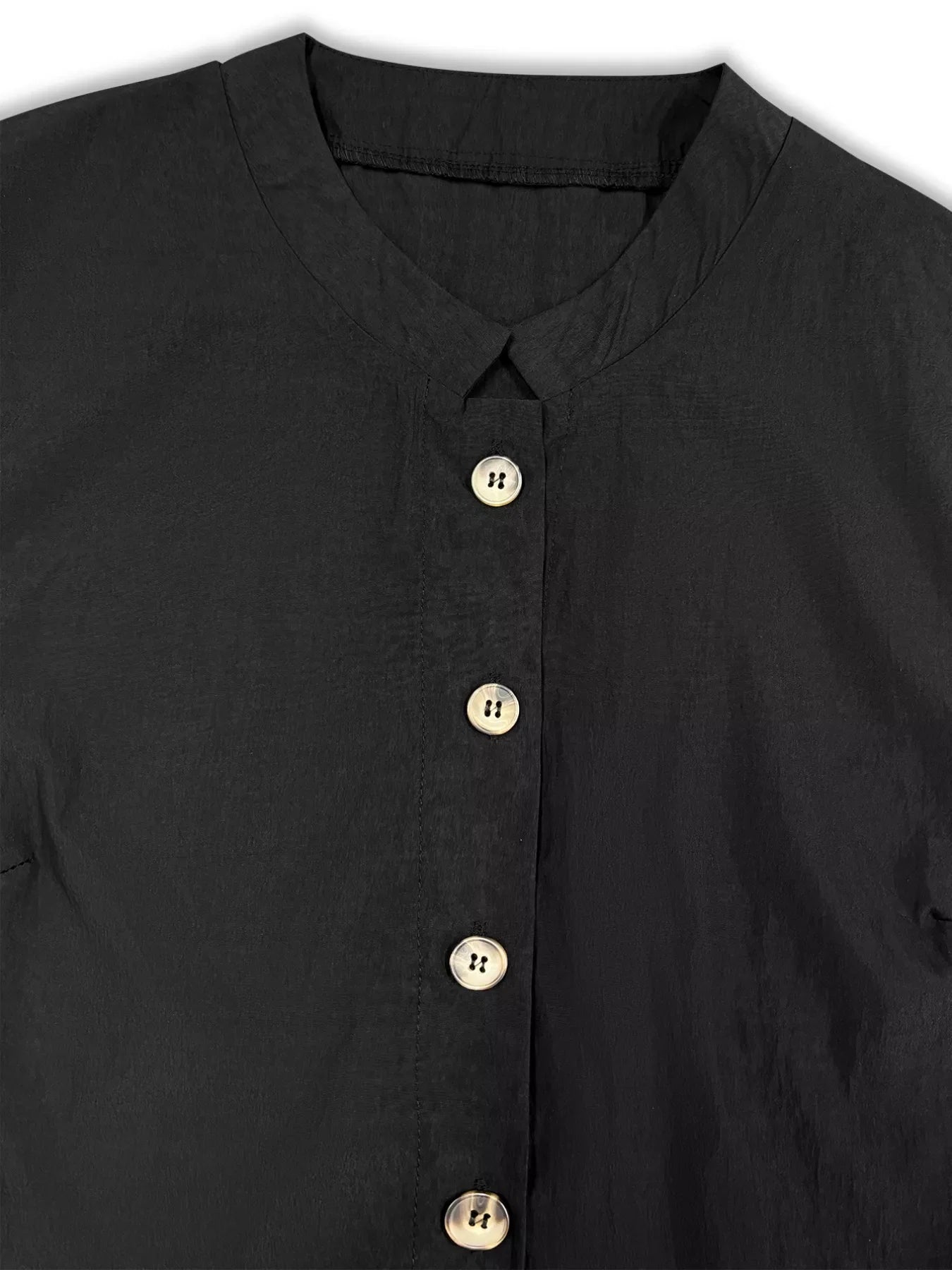 Plus Size Button Front Puff Sleeve Shirt Dress