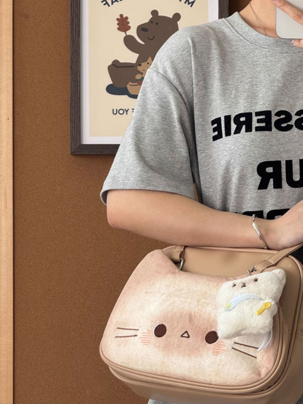 Cat Shoulder Bag with Charm
