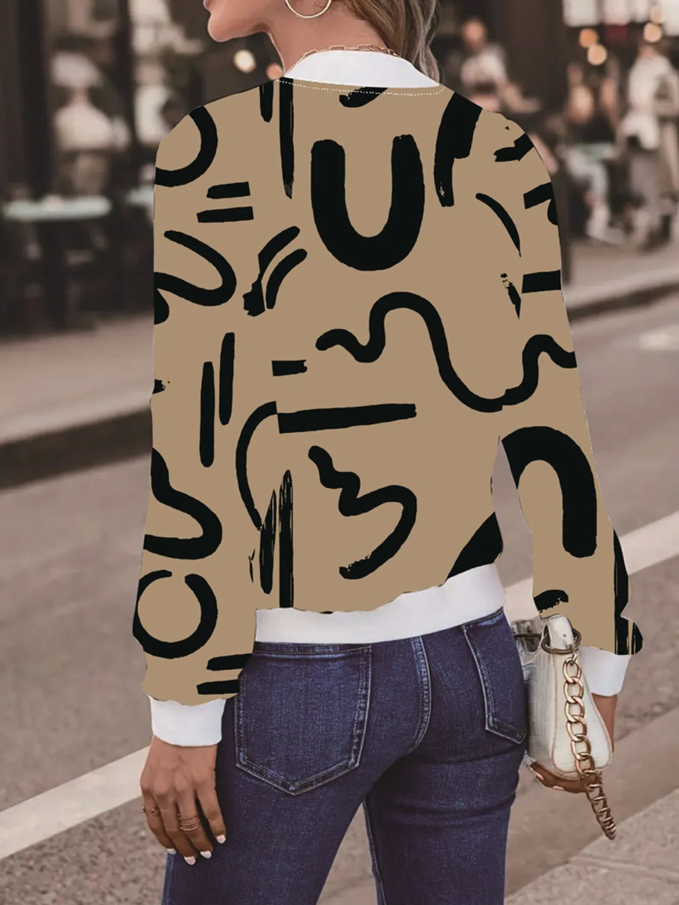 Number Print Zip Up Jacket