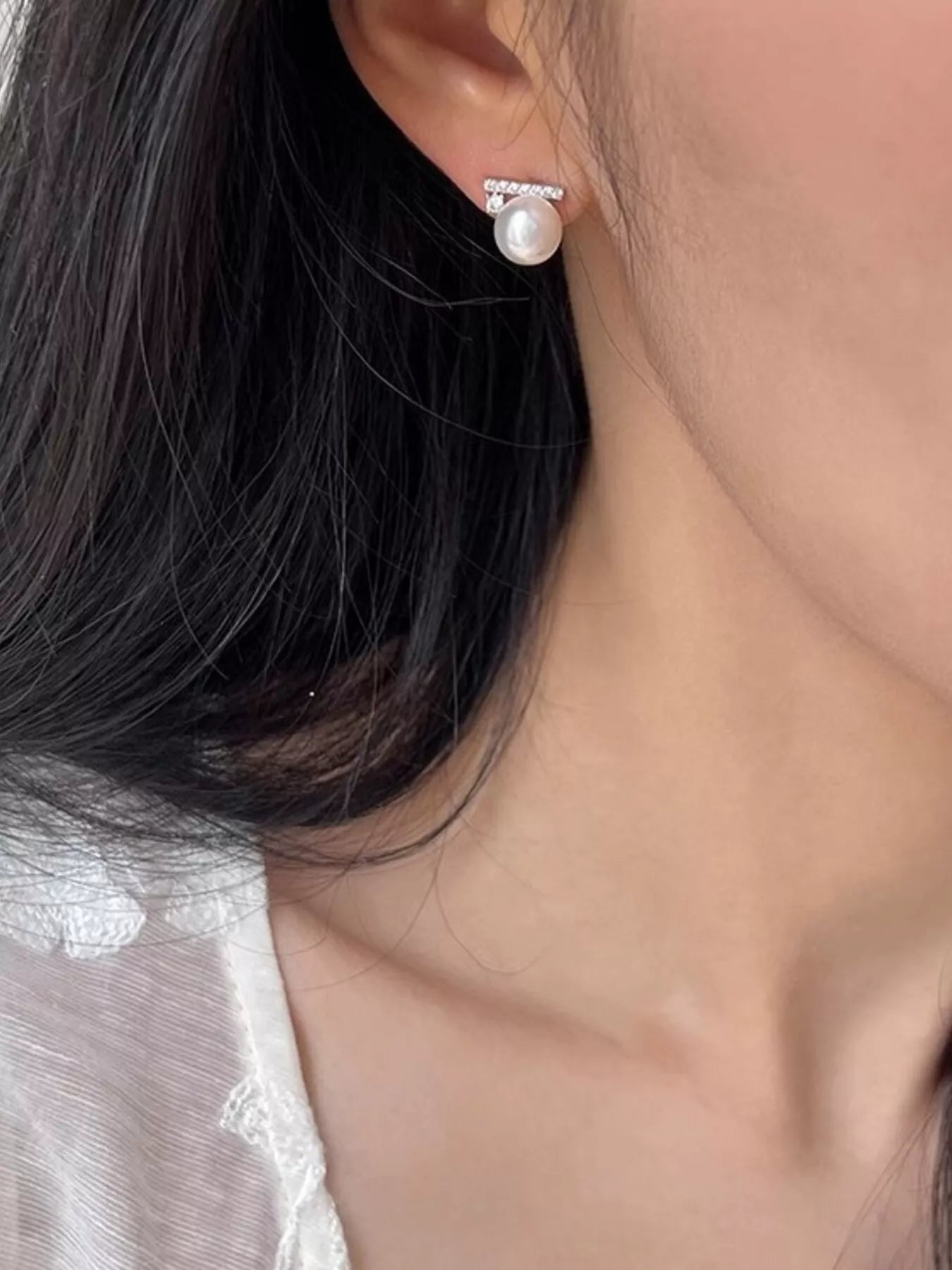 Zircon Pearl Stud Earrings