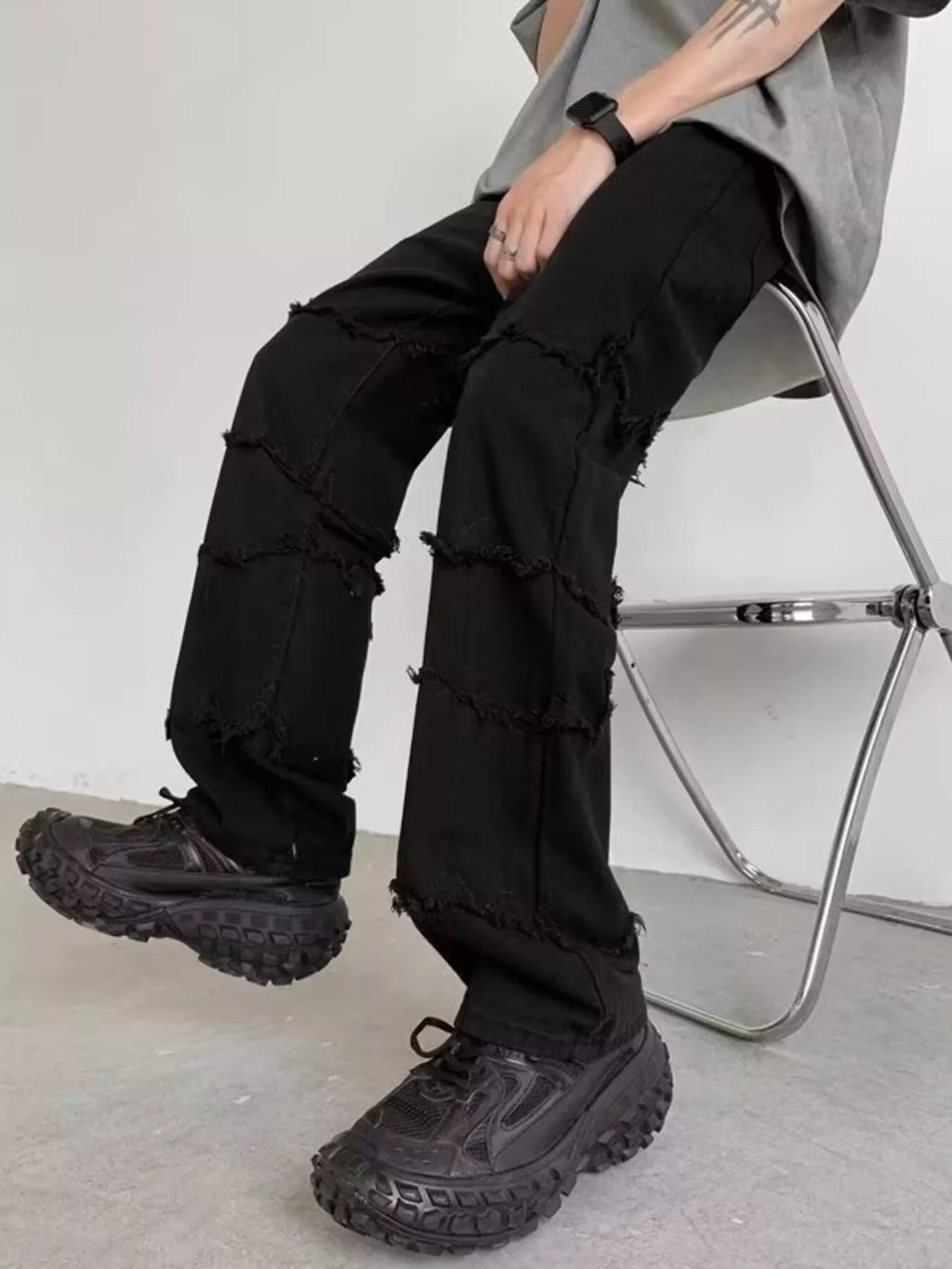 Men's Full Size Raw Hem Jeans Plus Size