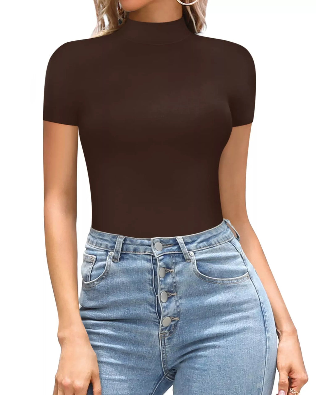 Mock Neck Short Sleeve Bodysuit
