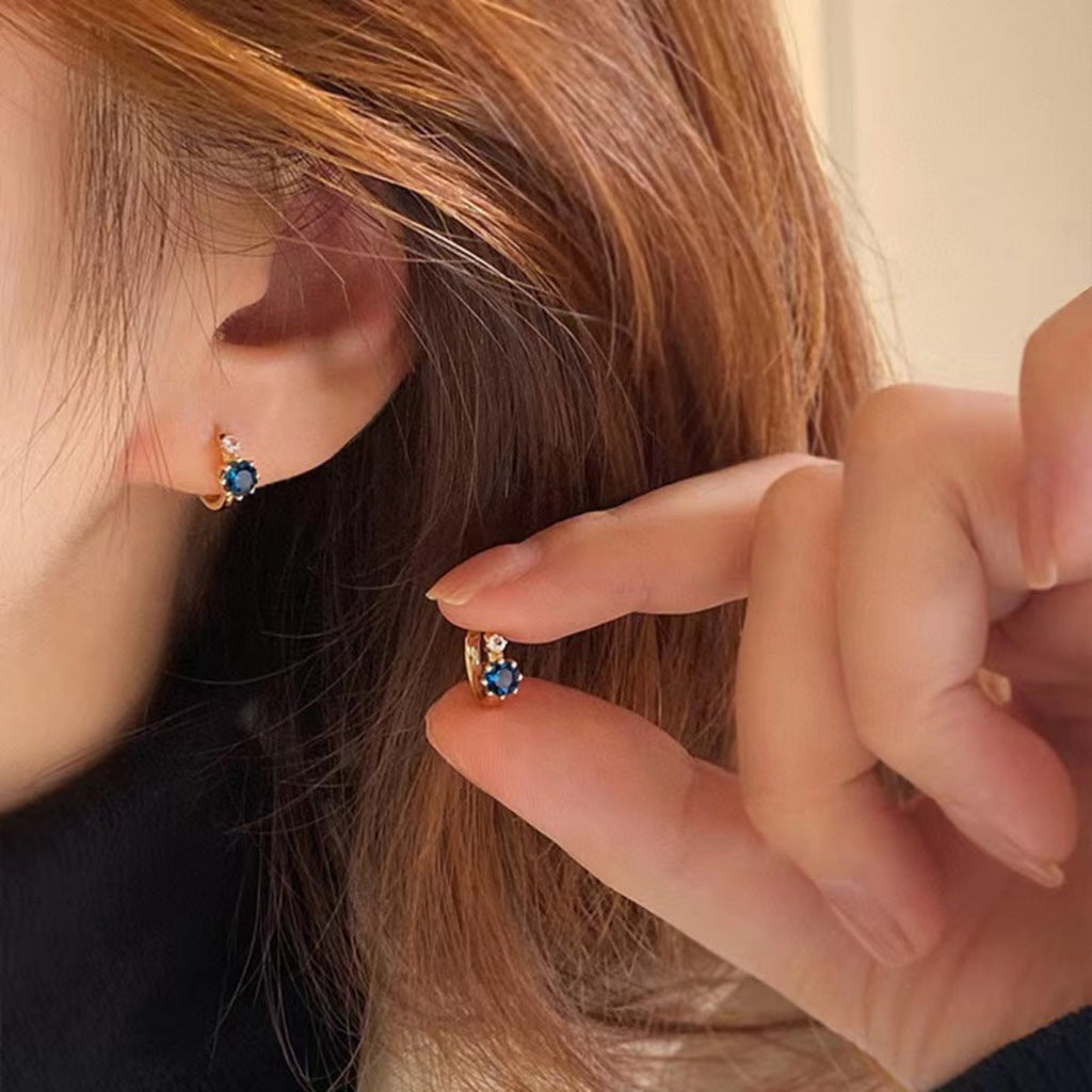 925 Sterling Silver Zircon Hoop Earrings