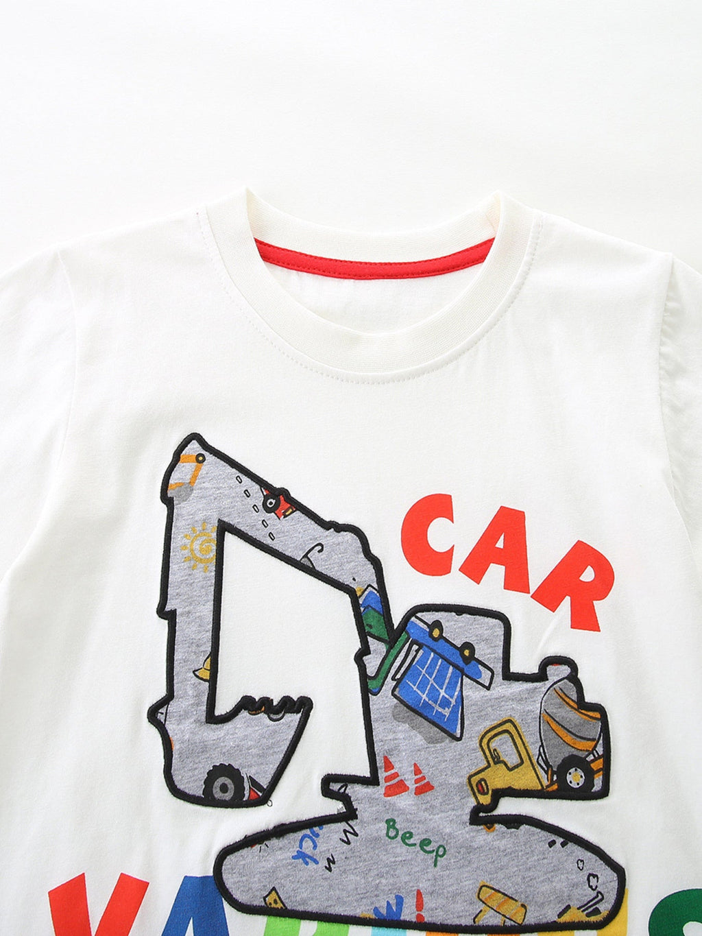 Children's Cartoon Car Print Short Sleeve Tee and Shorts Set