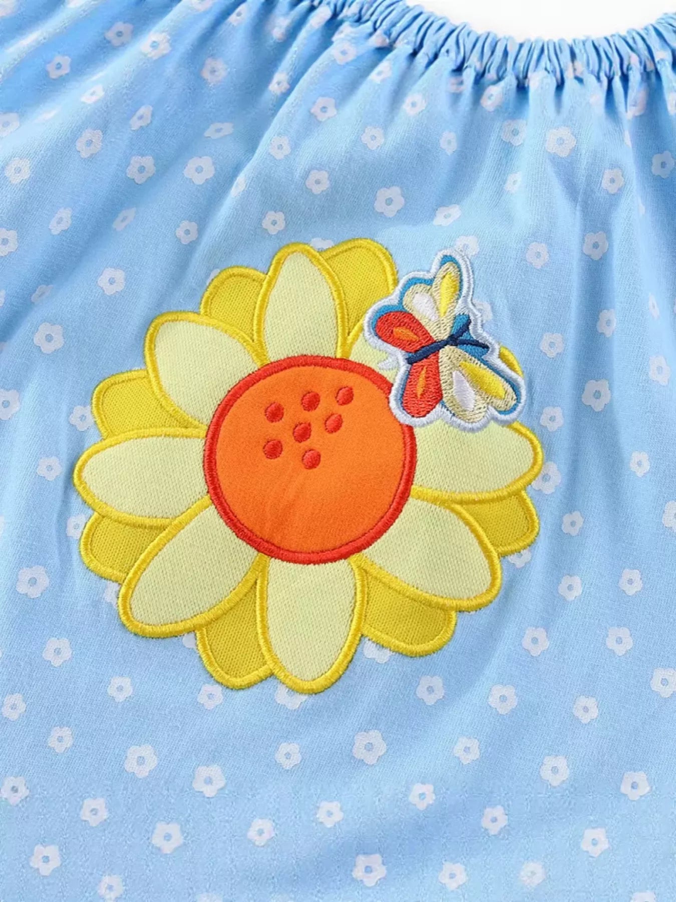 Children's Embroidered Floral Short Sleeve Dress