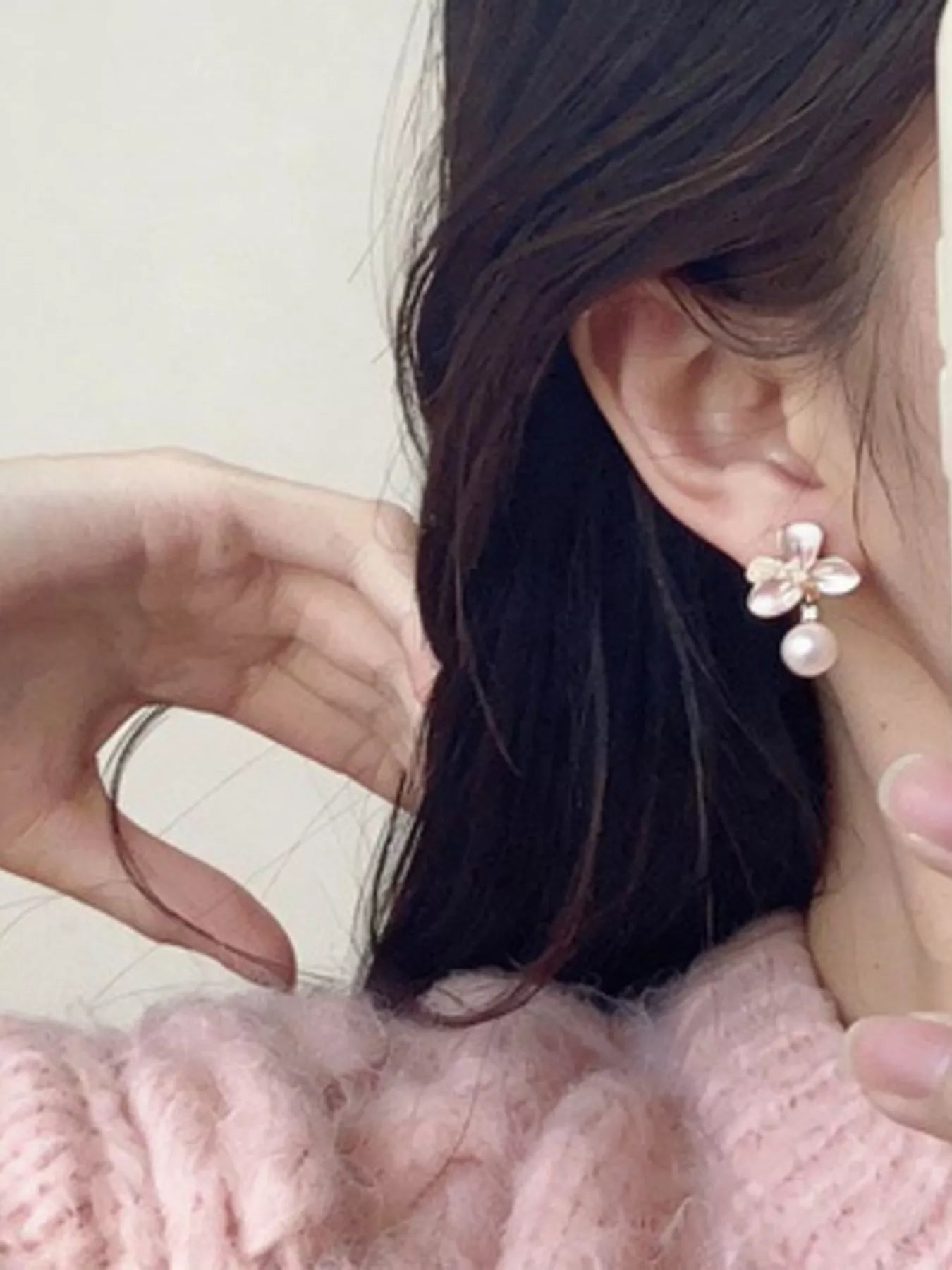 Pearl Flower Drop Earrings