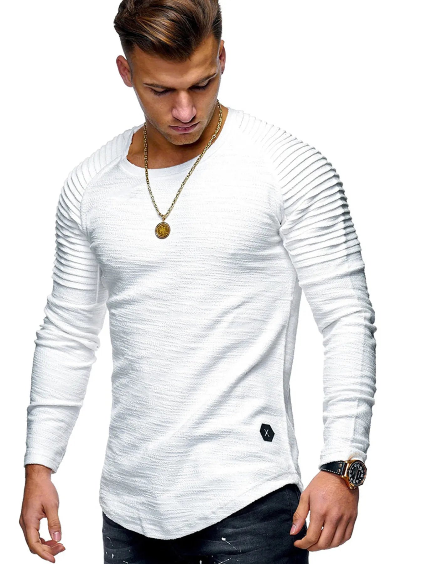 Men's Plus Size Round Neck Raglan Sleeve T-Shirt