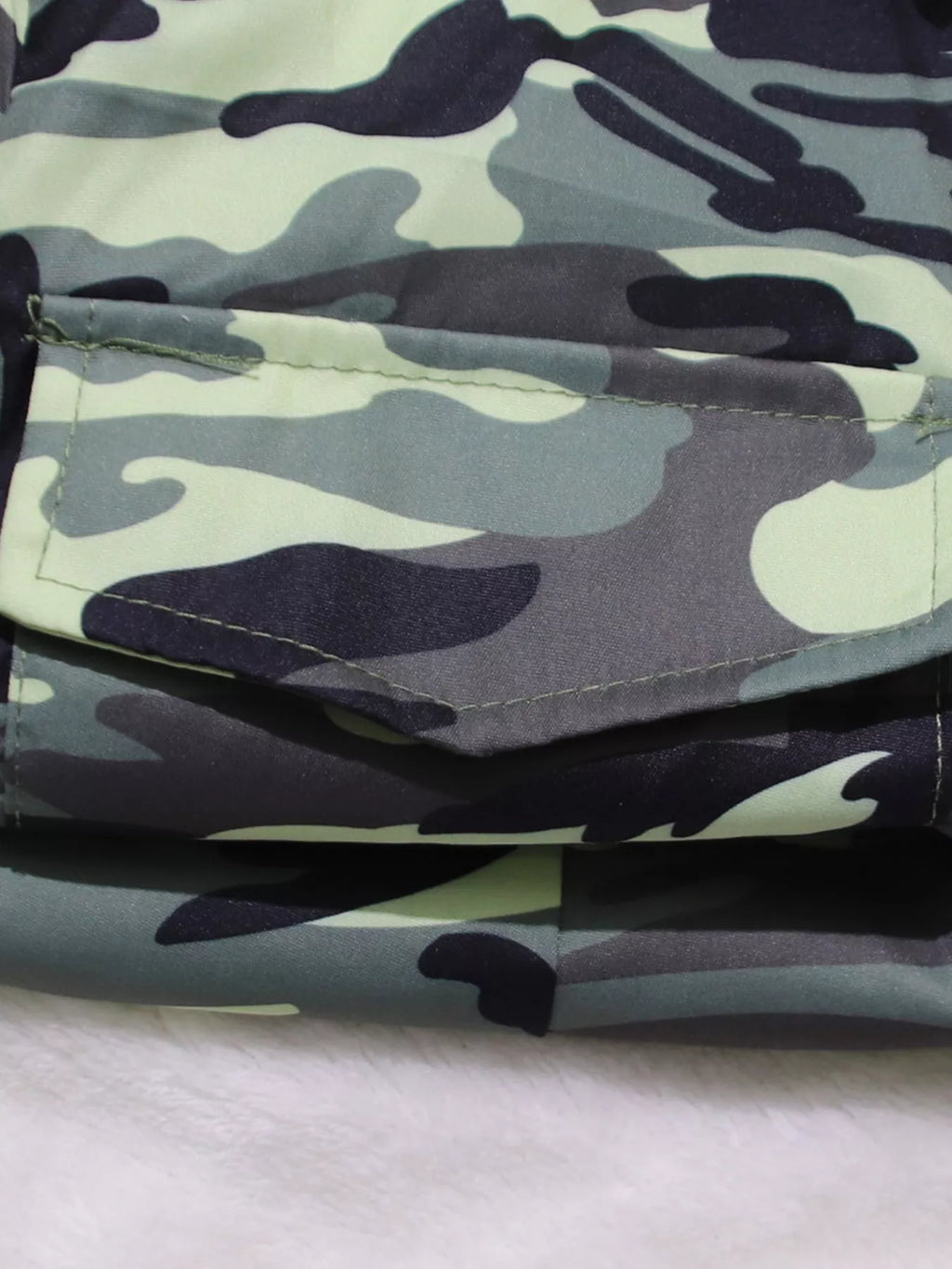 Camouflage Button Front Tie Waist Romper