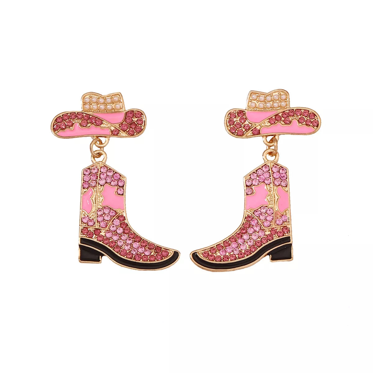 Rhinestone Boot Dangle Earrings