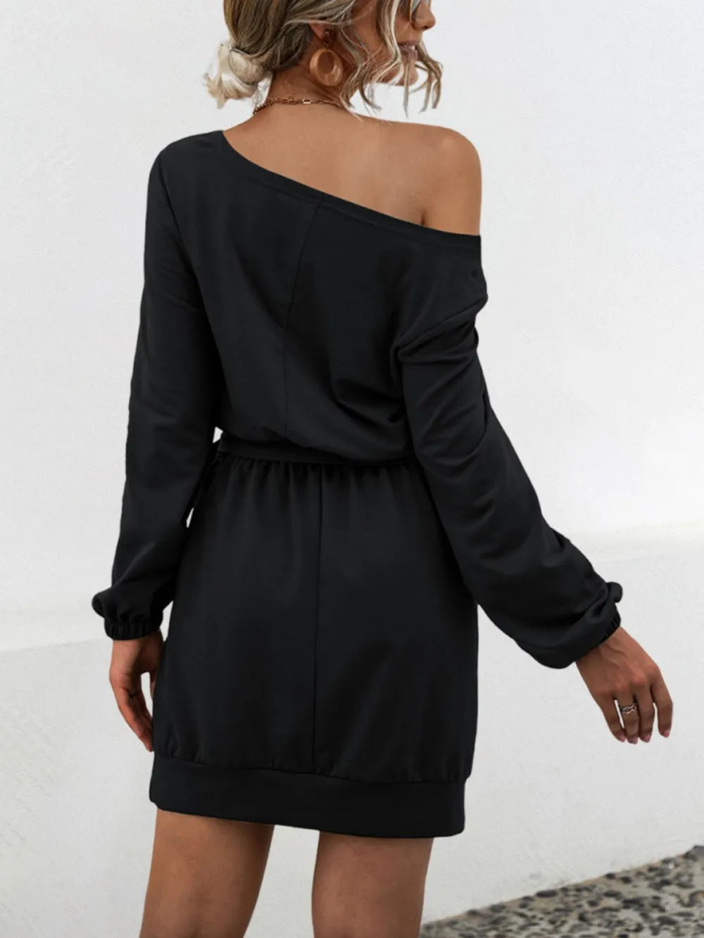 One Shoulder Tie Waist Dress