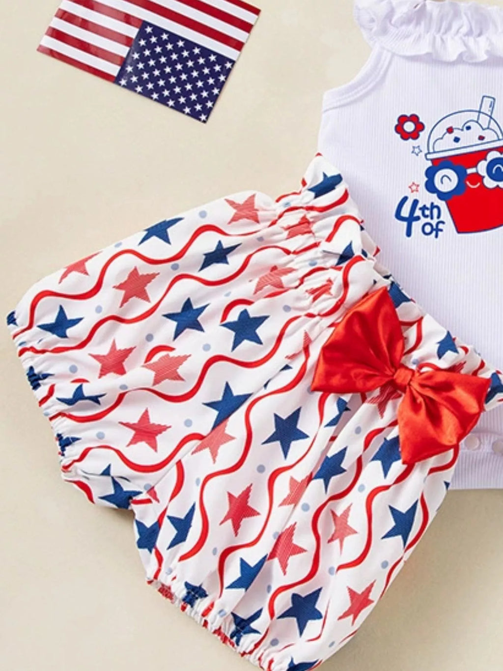 Children's Patriotic Star Print Outfit Set