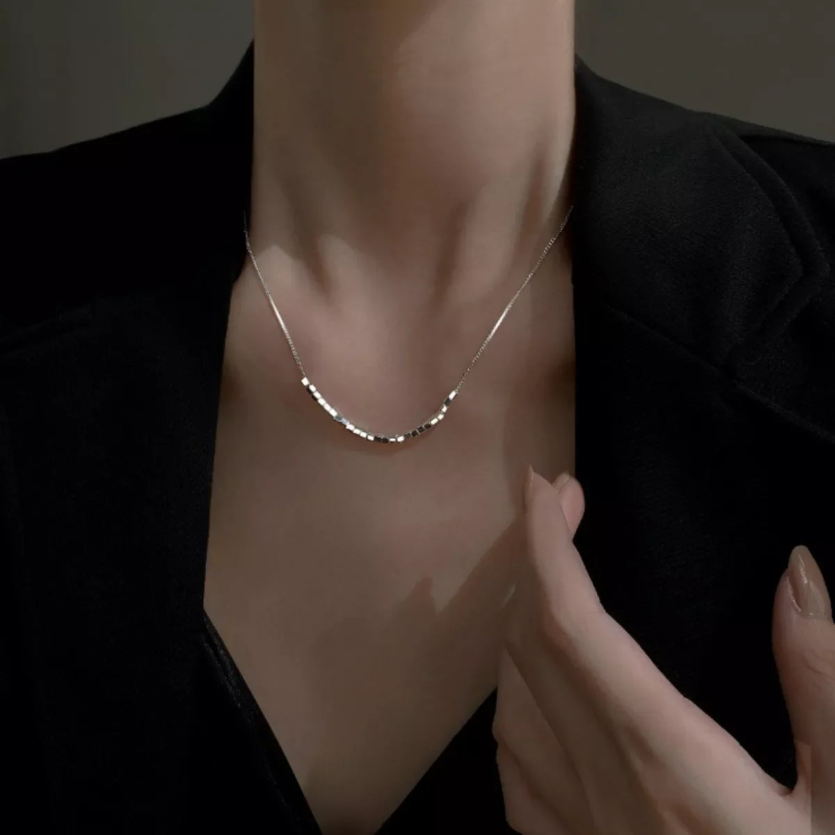 925 Sterling Silver Cube Necklace