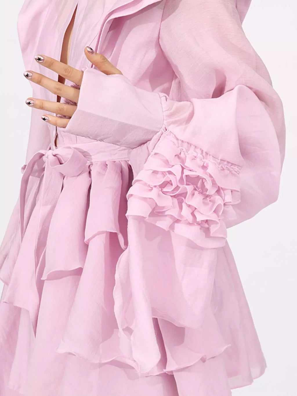 Ruffled Layered Long Sleeve Mini Dress