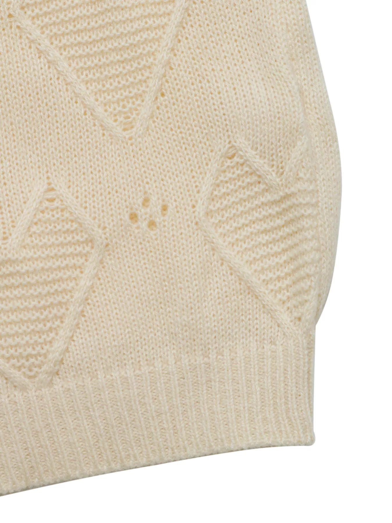 Openwork Heart Round Neck Sweater