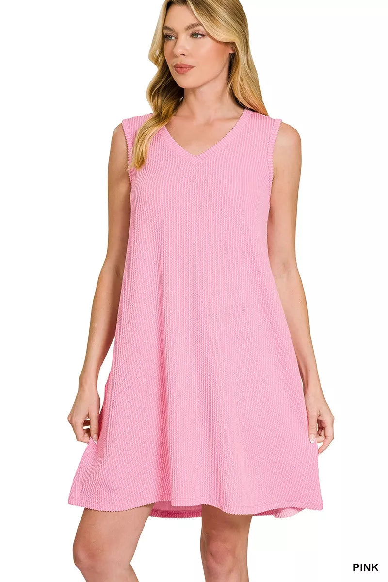 Zenana Raised Rib Sleeveless Mini Dress