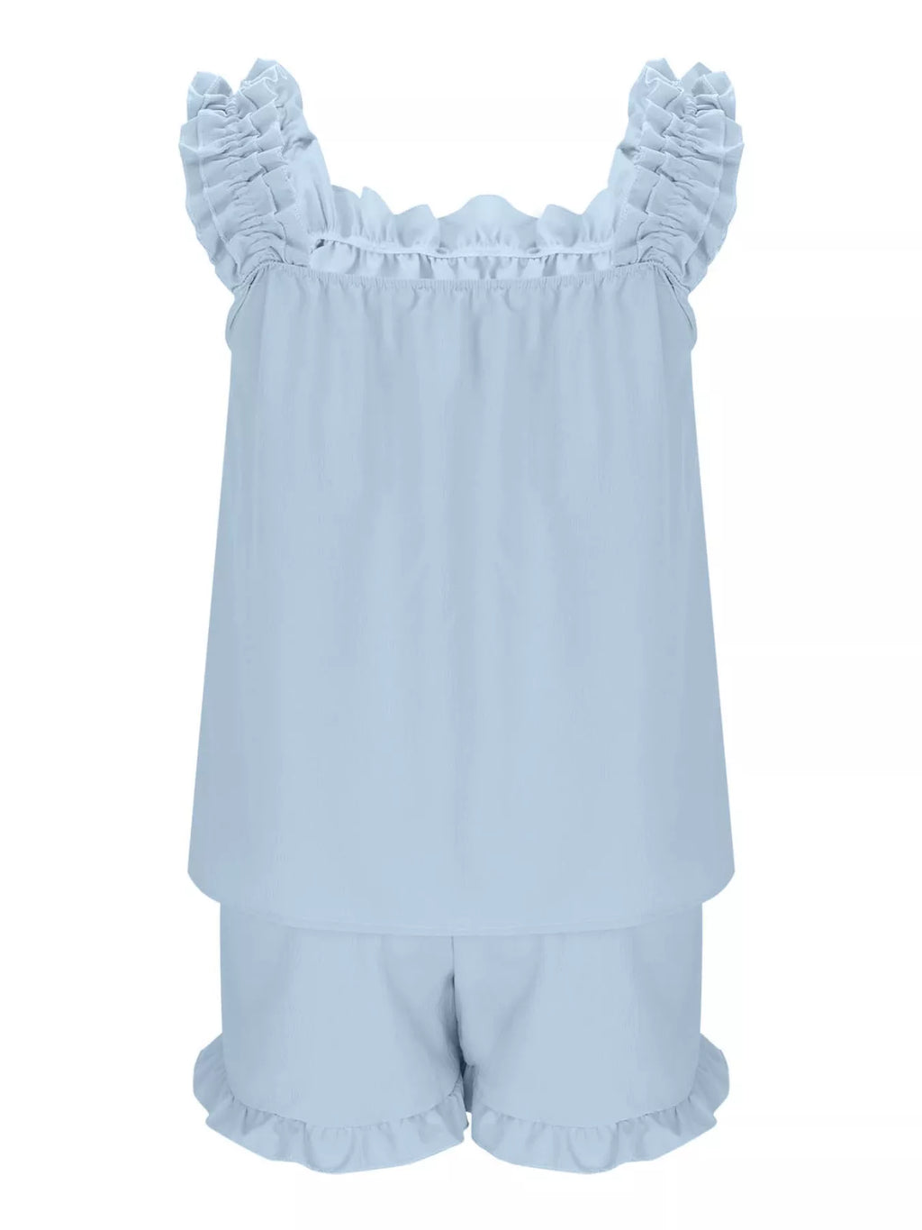 Ruffle Trim Sleeveless Top and Shorts Set