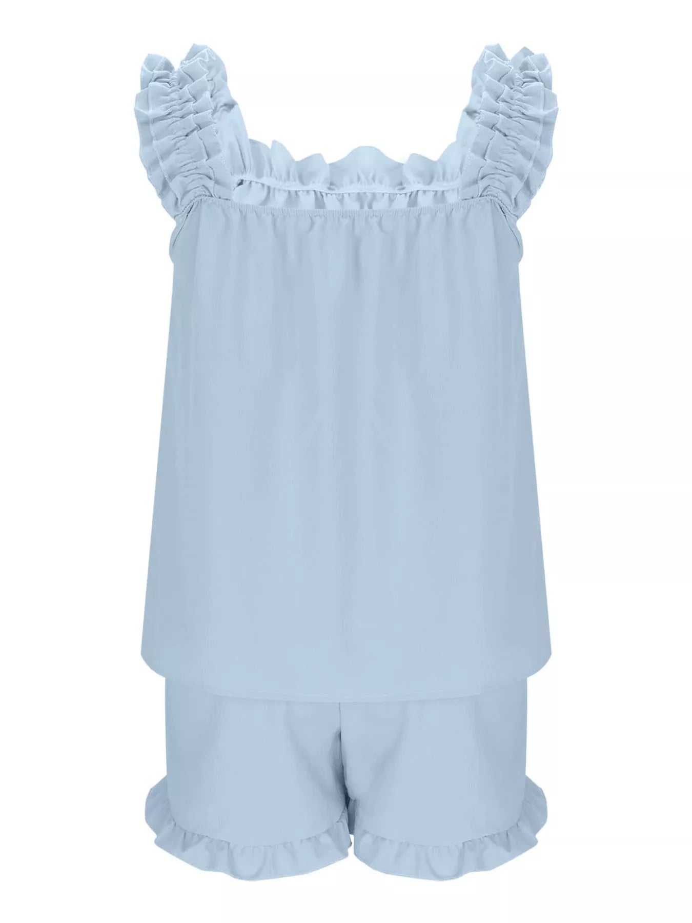 Ruffle Trim Sleeveless Top and Shorts Set