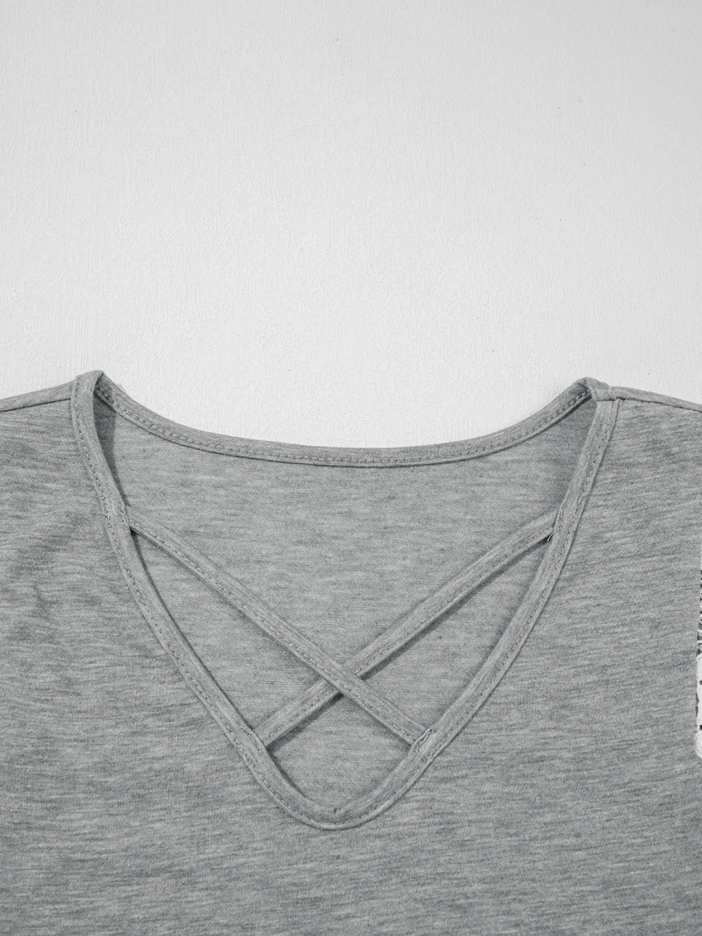 Lace Trim Cross-Front V-Neck Tank Top