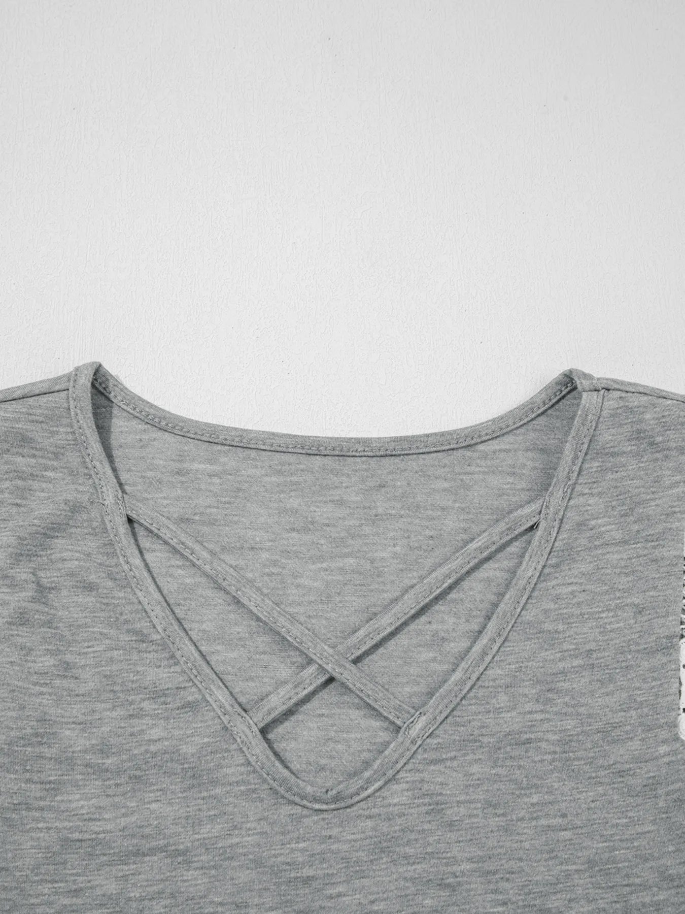 Lace Trim Cross-Front V-Neck Tank Top