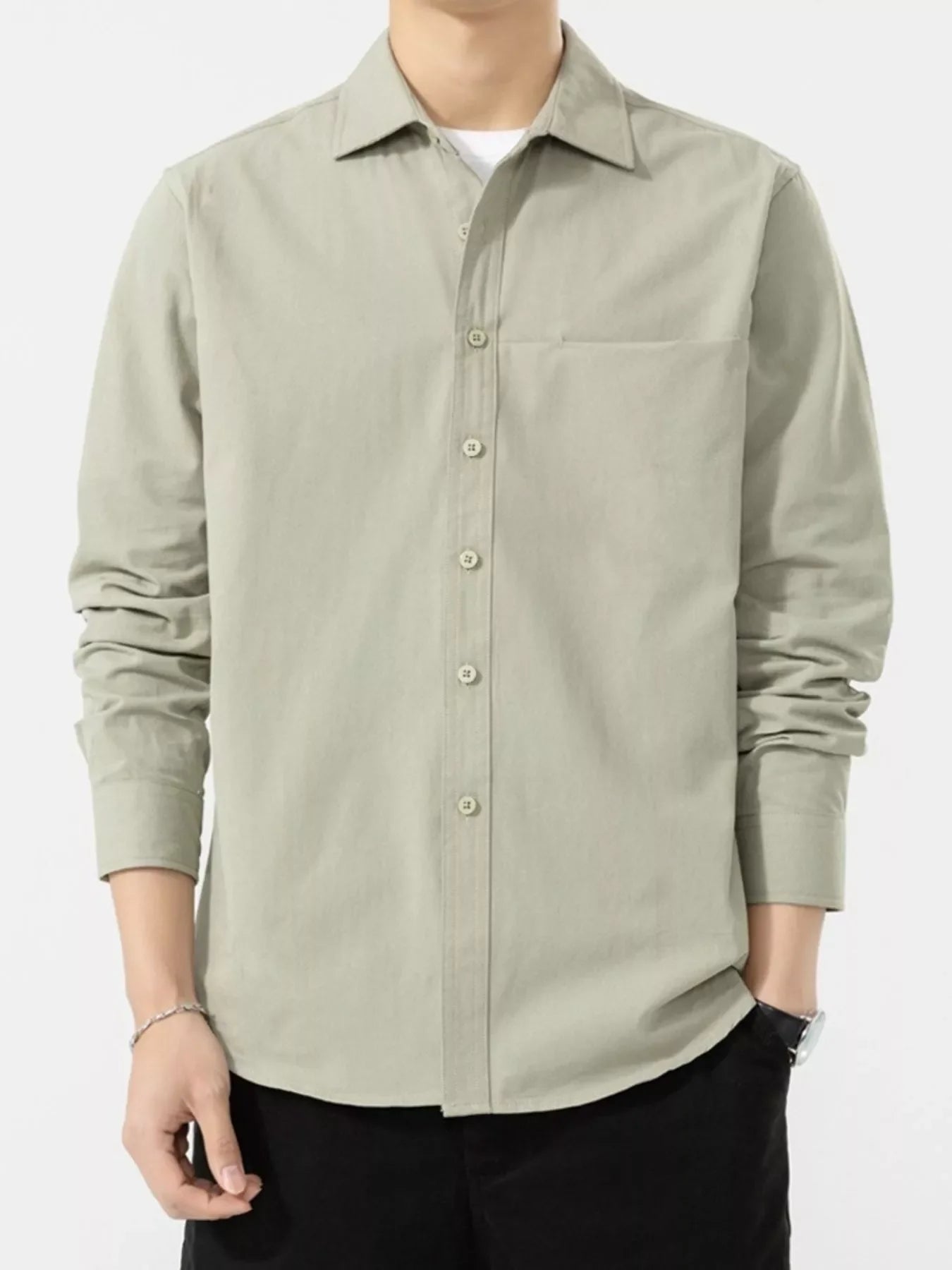 Men's Plus Size Button Up Long Sleeve Shirt