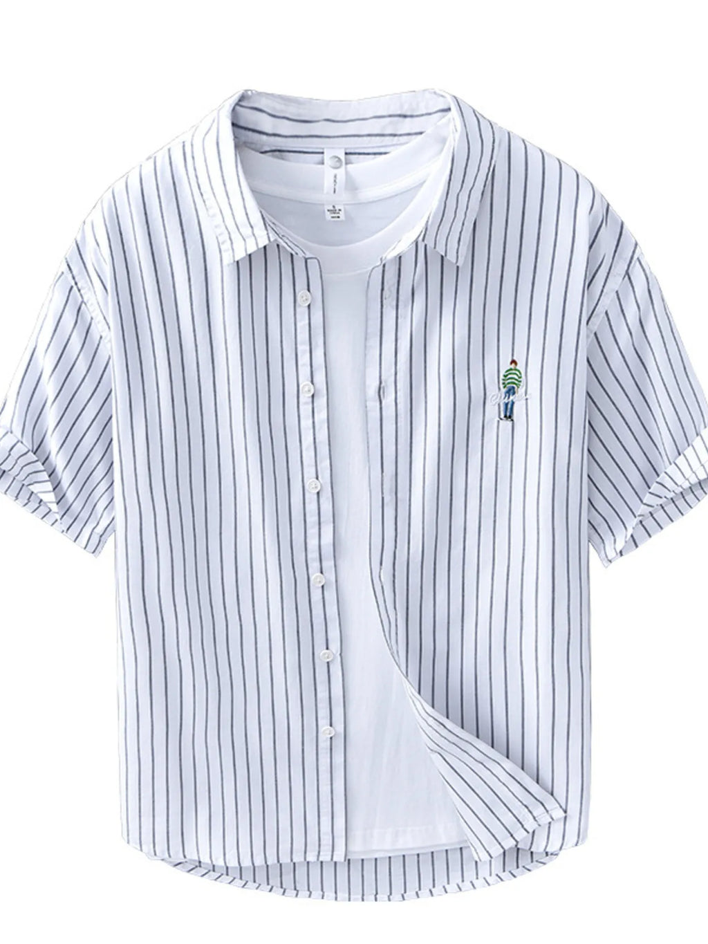 Men's Plus Size Striped Button Up Long Sleeve Shirt