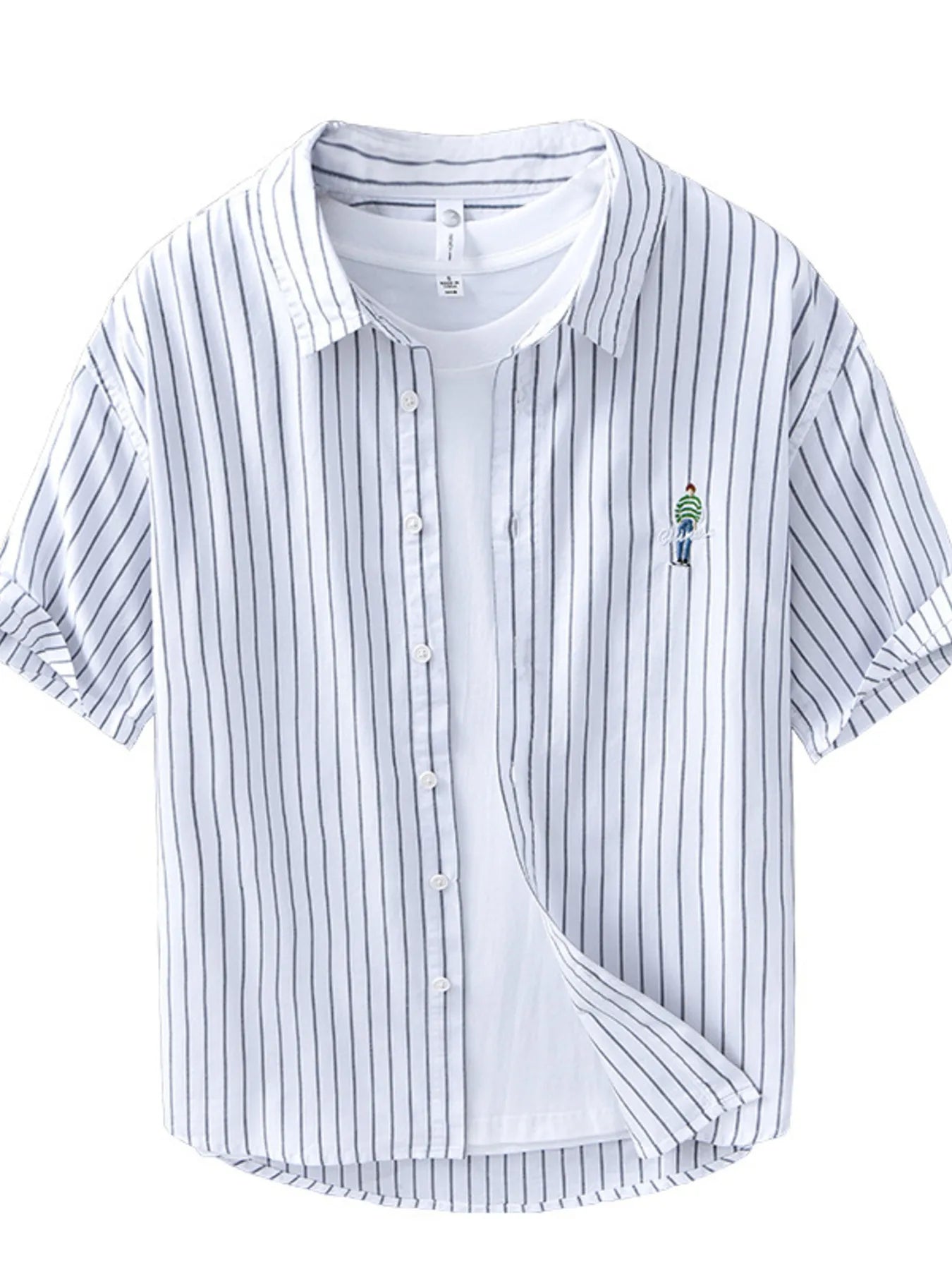 Men's Plus Size Striped Button Up Long Sleeve Shirt