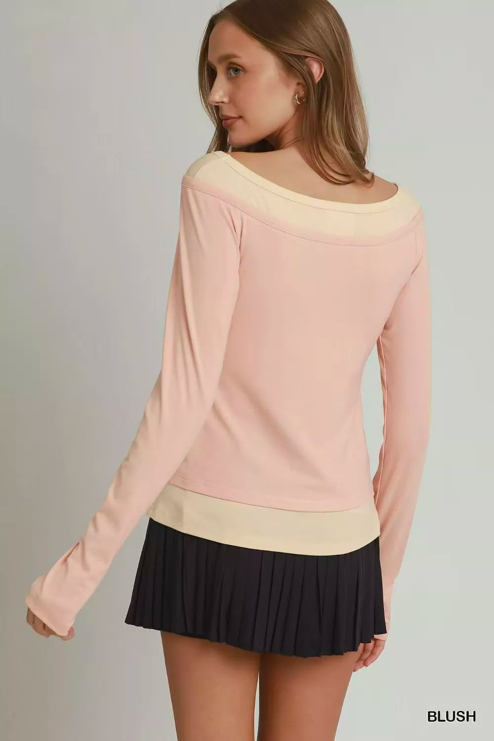 Umgee Layered Twofer Long Sleeve Top
