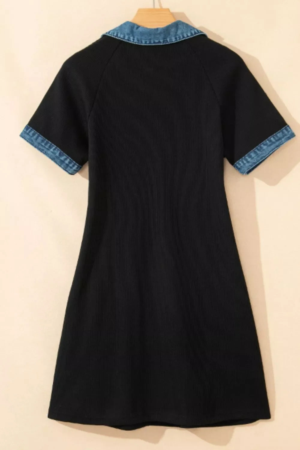 Casual Denim Trim Button-Down Mini Dress